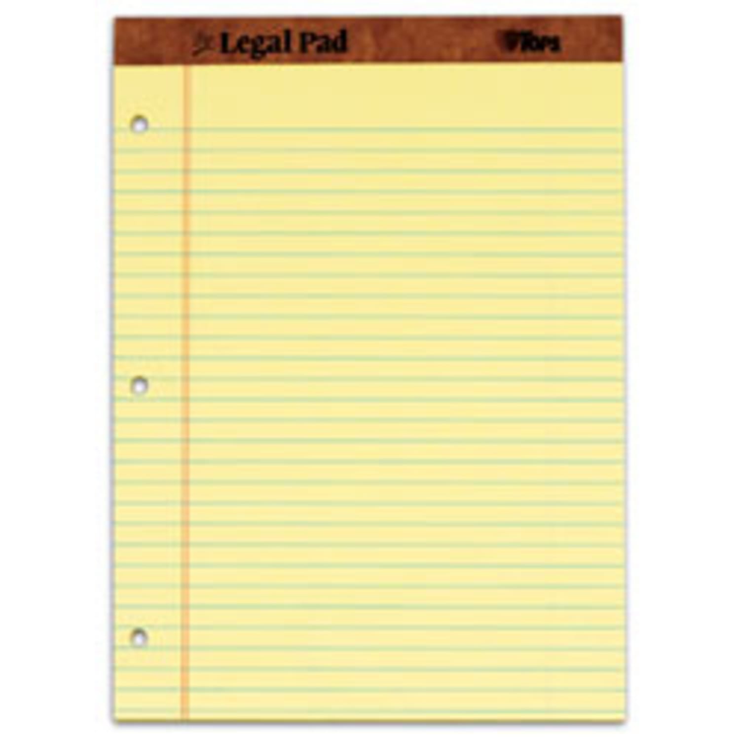 TOPS 3-Hole Punched Perforated Writing Pads, 8 1/2in x 11 3/4in, Legal Ruled, 50 Sheets, Canary, Pack Of 12 Pads - Image 3