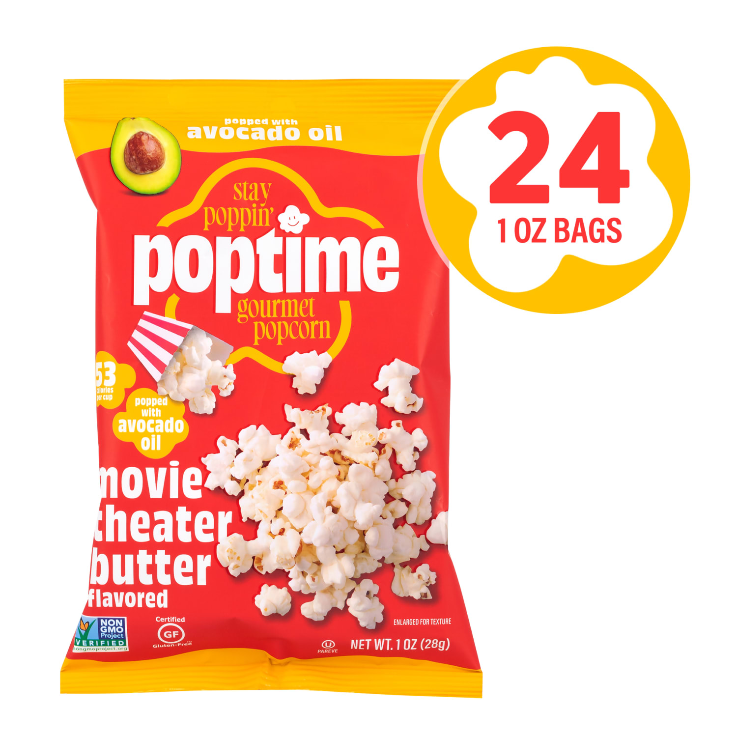 POPtime Avo Movie Butter Popcorn, 1 Oz, Total Qty 24 - Image 3