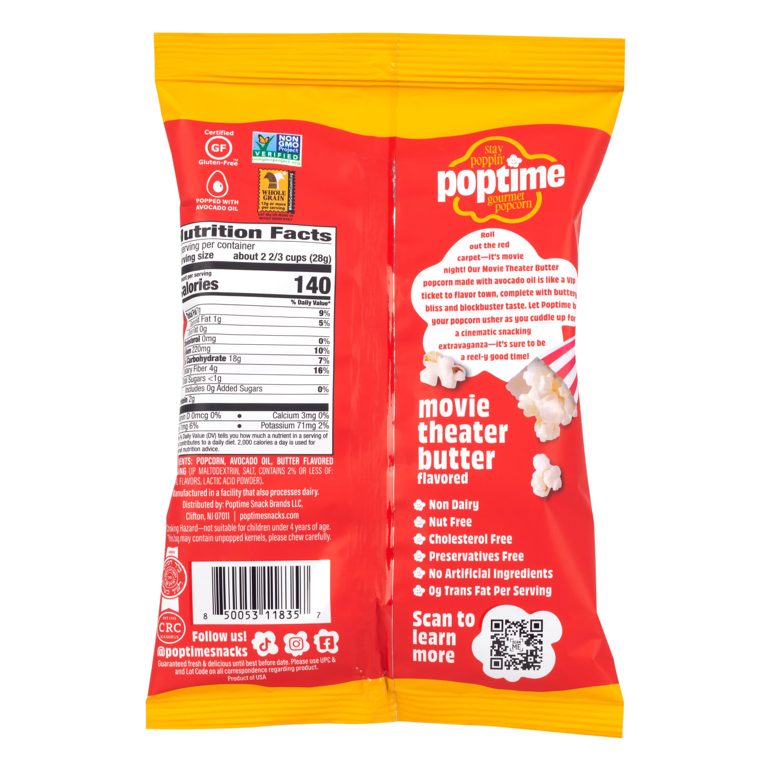 POPtime Avo Movie Butter Popcorn, 1 Oz, Total Qty 24 - Image 4