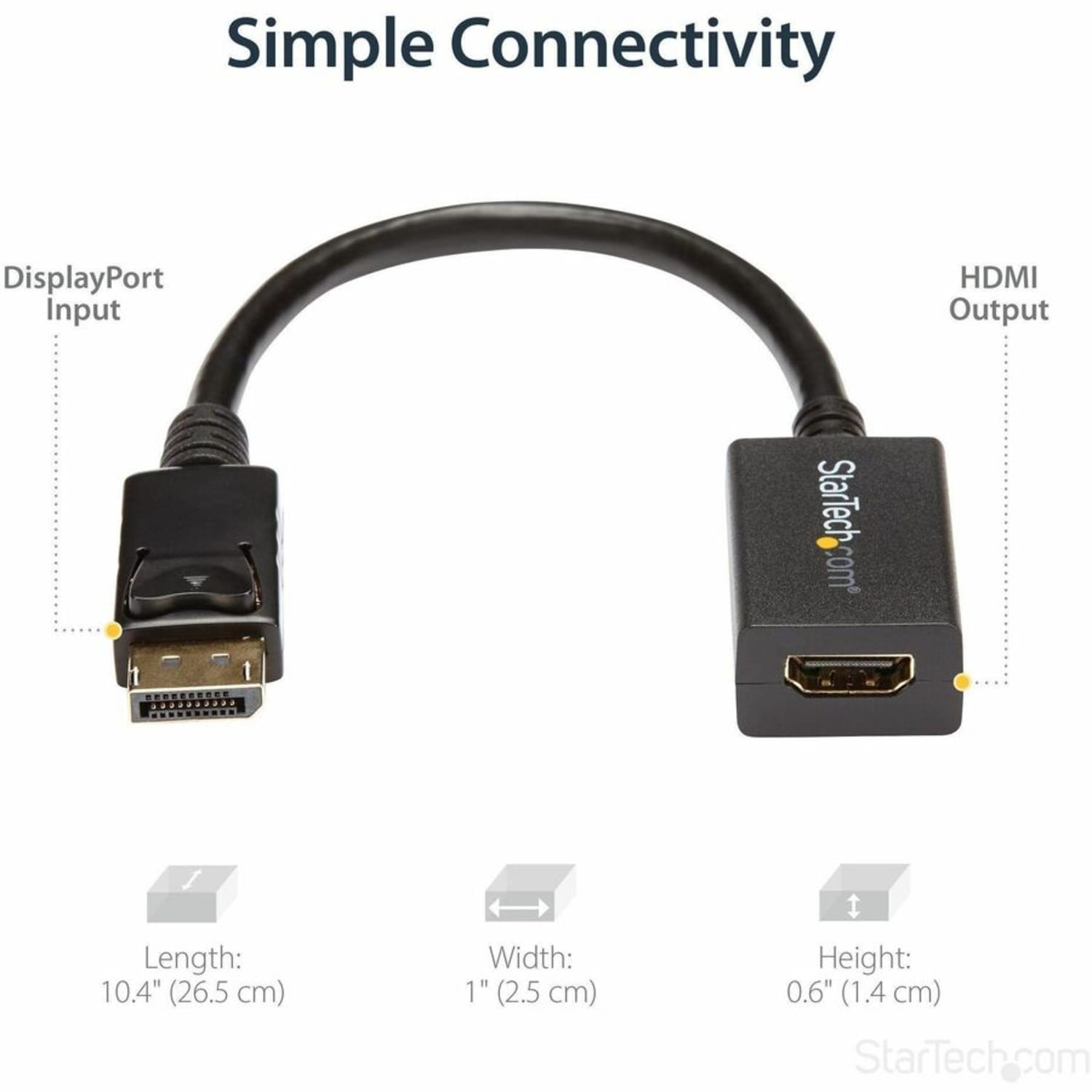 StarTech.com DisplayPort to HDMI Adapter - 1920x1200 - HDMI Video Converter - Latching DP Connector - Monitor to HDMI Adapter (DP2HDMI2) - Adapter - DisplayPort male to HDMI female - 10.4 in - Image 6
