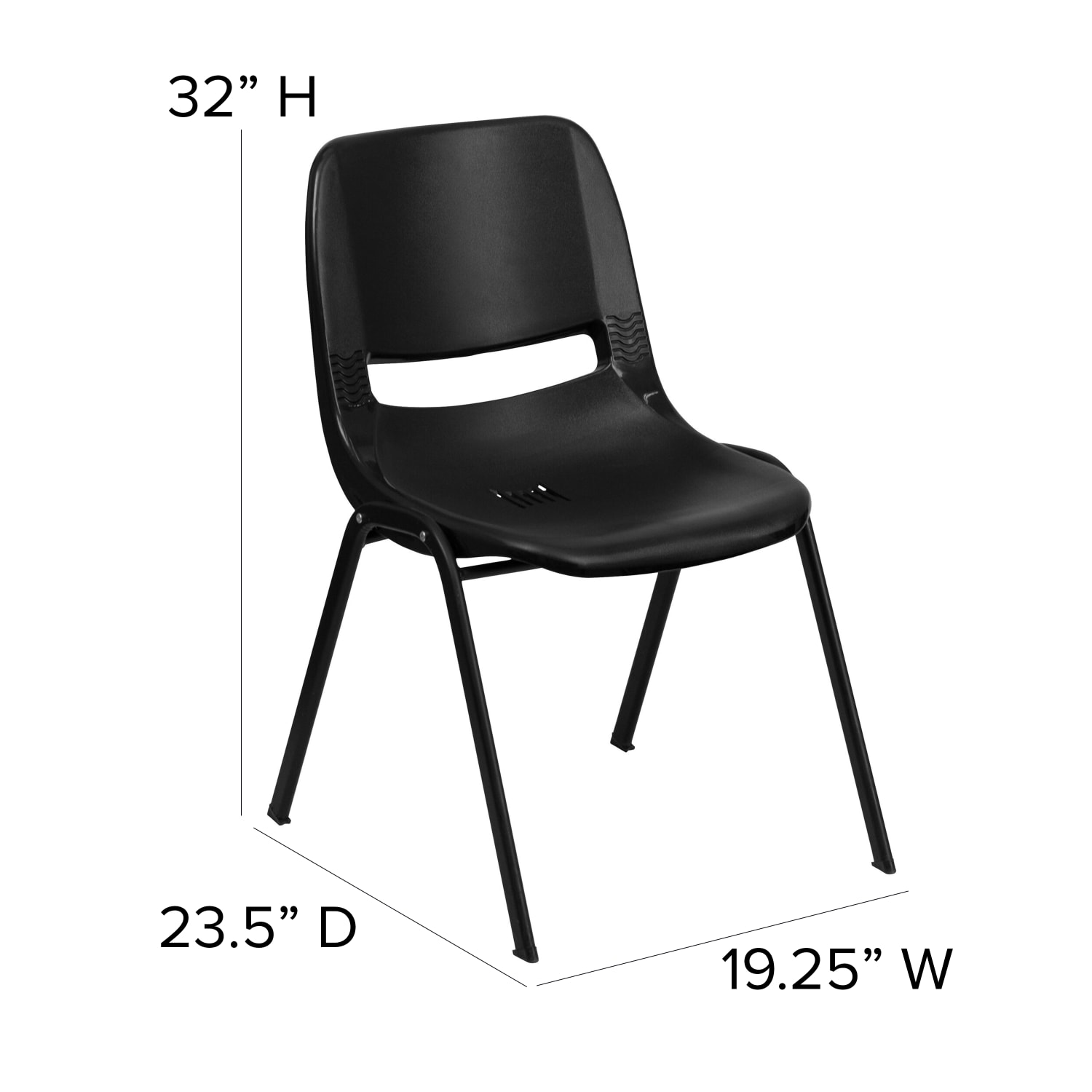 Flash Furniture HERCULES Series Ergonomic Shell Stack Chair Black PopularChairscom