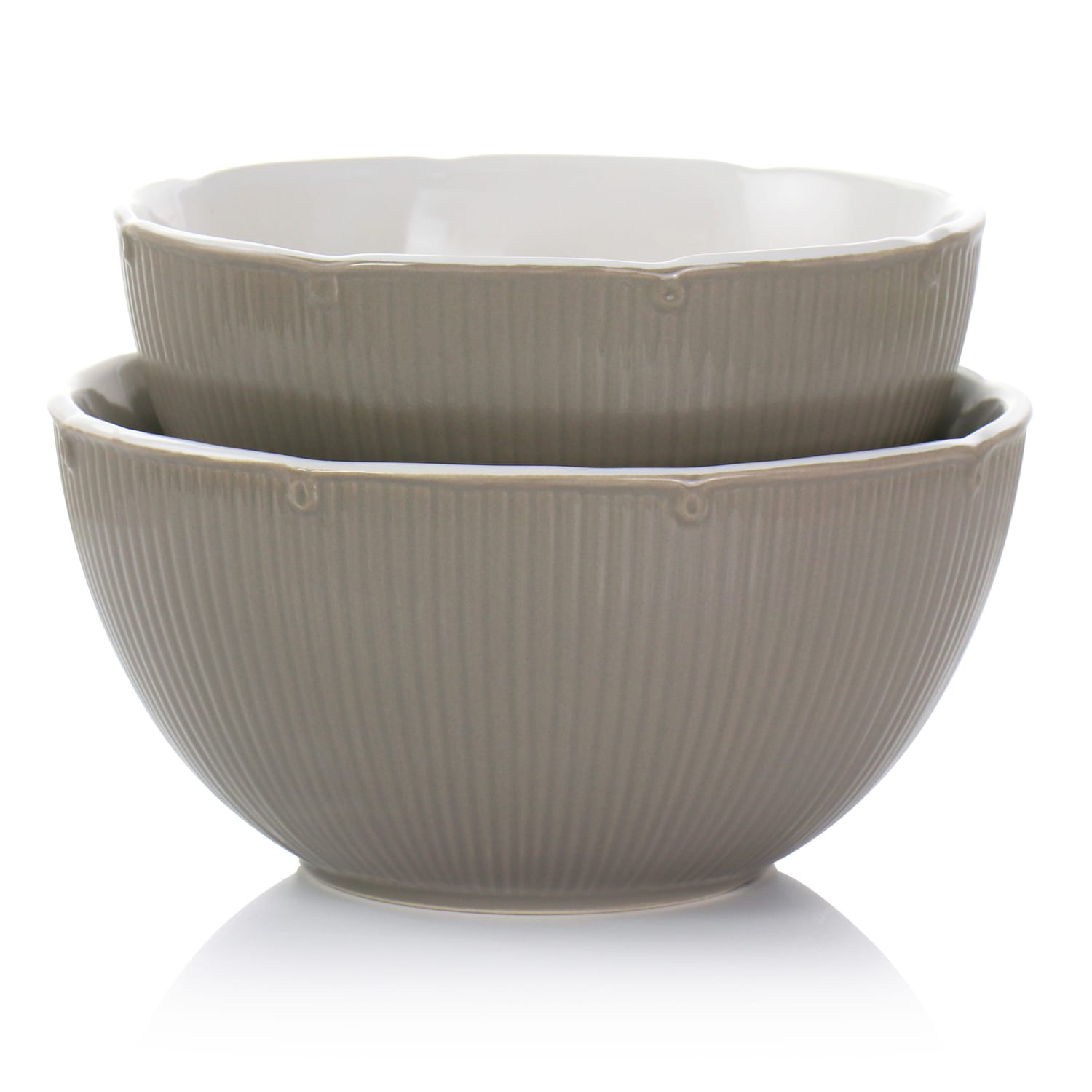 Martha Stewart 2-Piece Serving Bowl Set, Taupe - Image 4