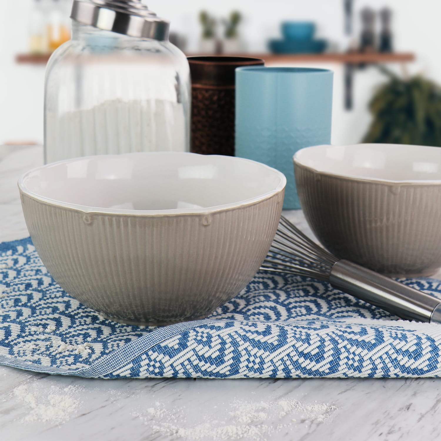 Martha Stewart 2-Piece Serving Bowl Set, Taupe - Image 6