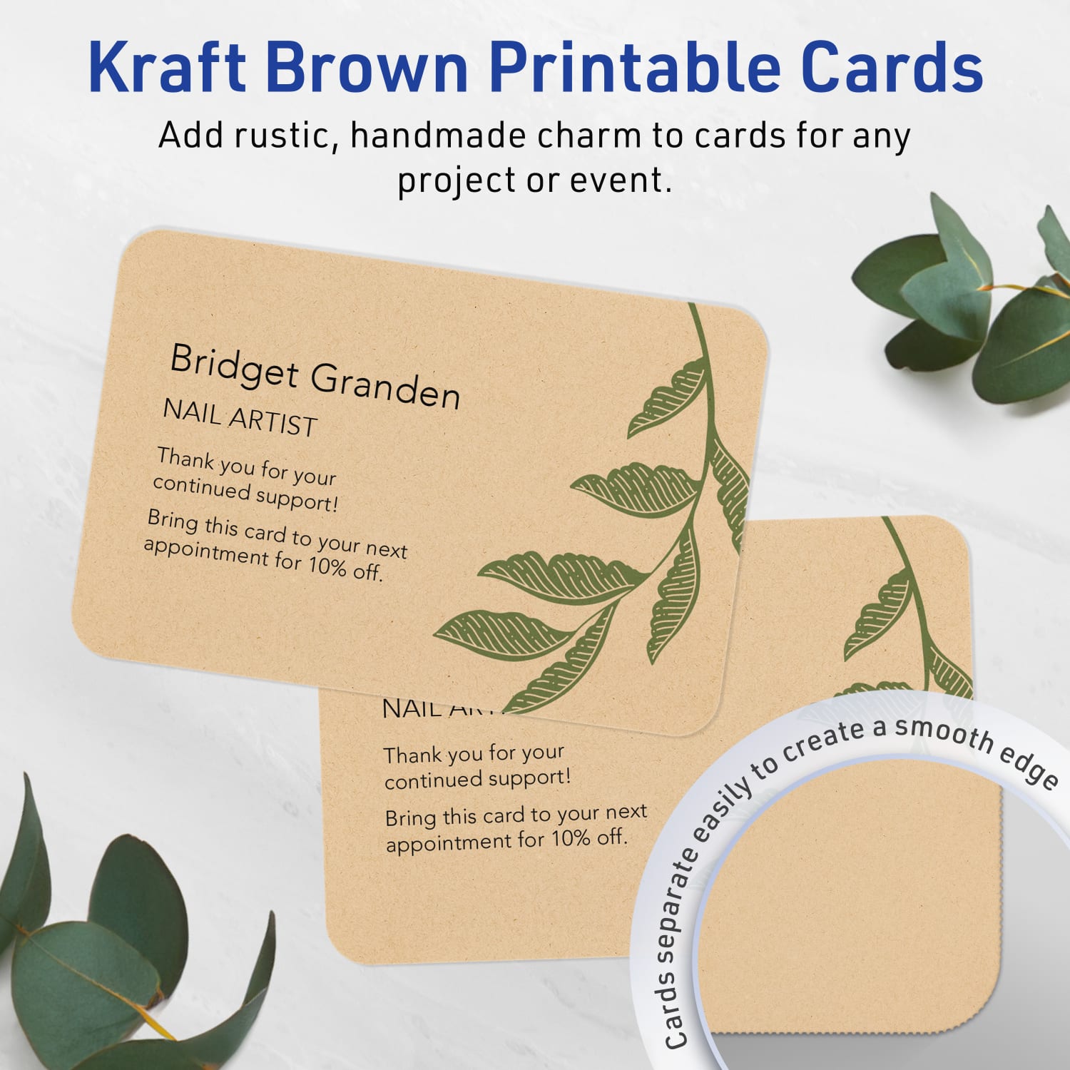 Avery Printable Postcards With Sure Feed Technology, 4in x 6in Rectangle Rounded Corners, Kraft Brown, Pack Of 50 - Image 3