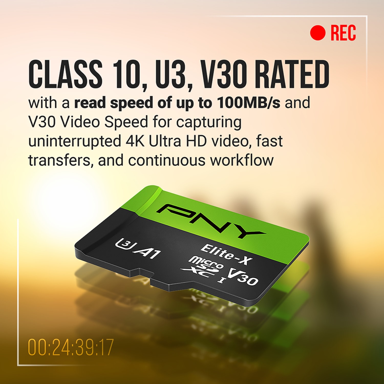 PNY Elite-X Class 10 U3 V30 microSDXC Flash Memory Cards, 64GB, Pack Of 3 Memory Cards - Image 4
