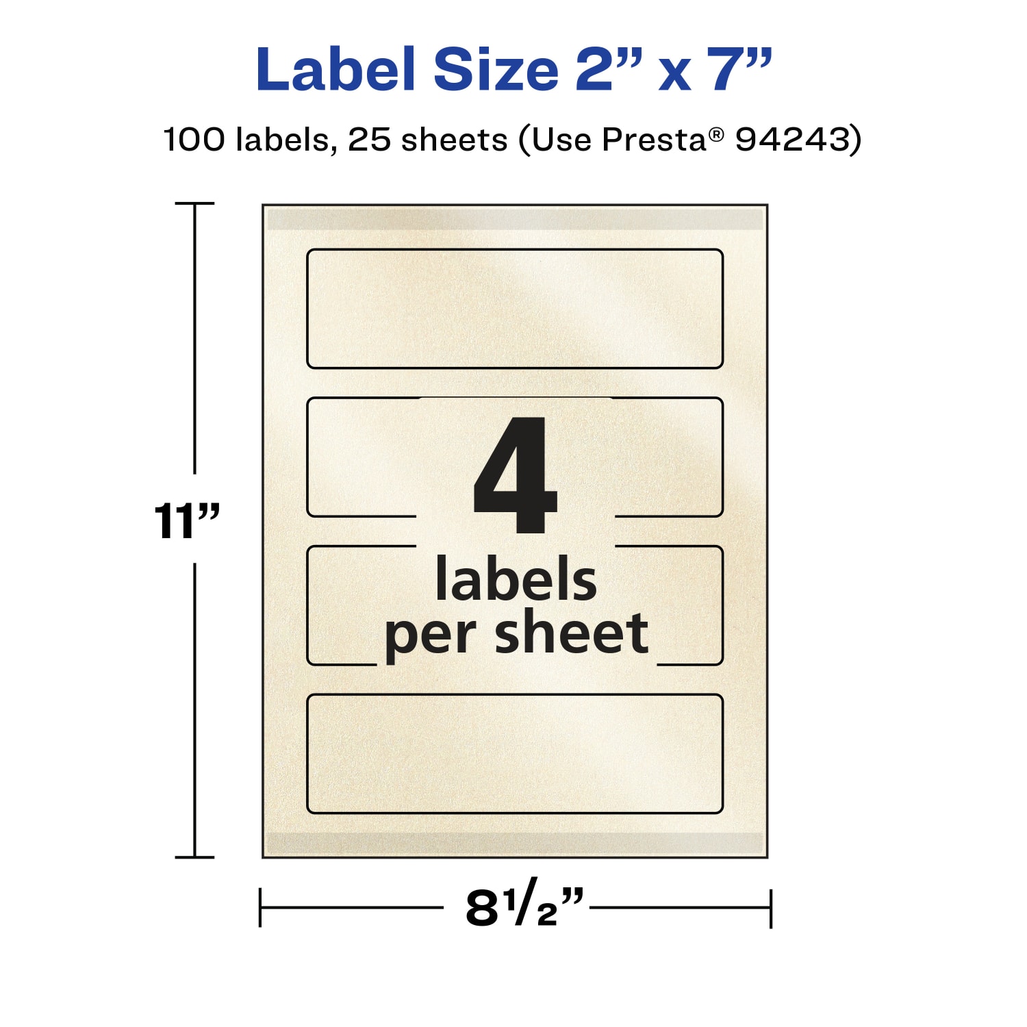Avery Pearlized Permanent Labels With Sure Feed, 94243-PIP25, Rectangle, 2in x 7in, Ivory, Pack Of 100 Labels - Image 6