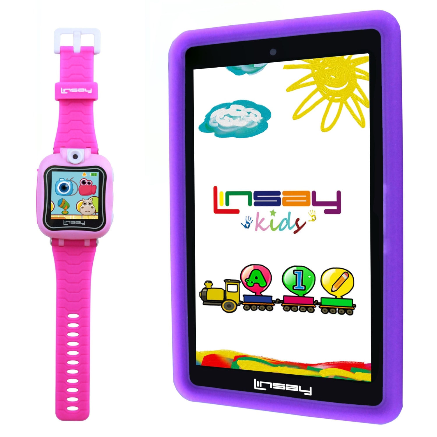 Linsay F7 Tablet, 7in Screen, 2GB Memory, 64GB Storage, Android 13, Kids Pink/Purple - Image 3