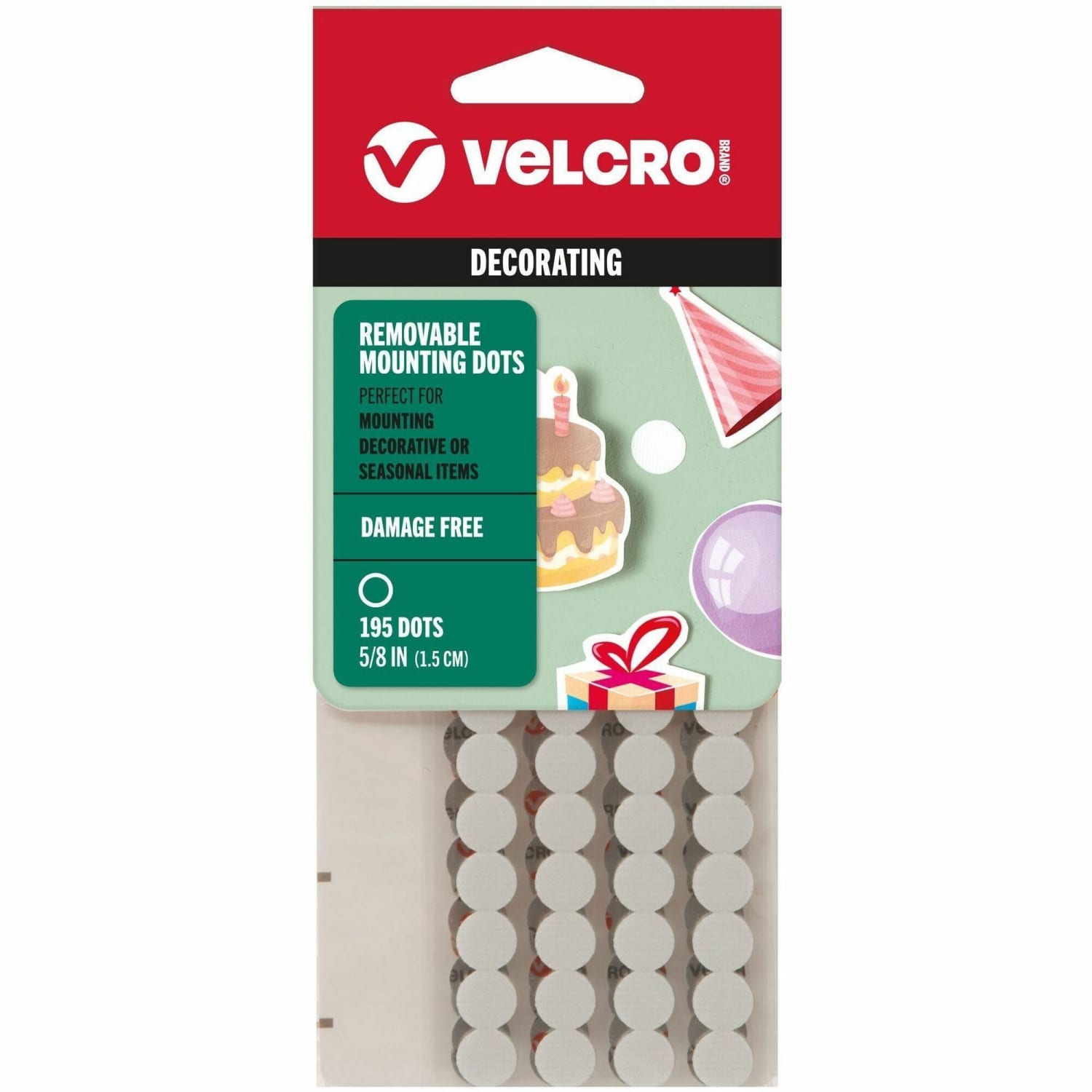 VELCRO Removable Mounting Tape - 0.63in Diameter - White - 195 / Pack