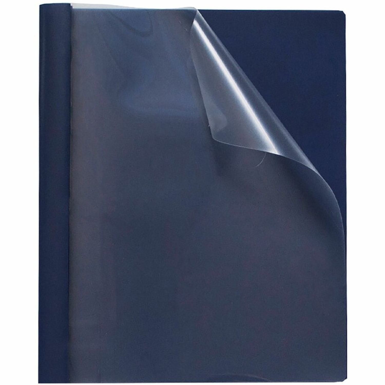 Business Source Letter Report Cover - 1/2in Folder Capacity - 8 1/2in x 11in - 100 Sheet Capacity - 3 x Prong Fastener(s) - Clear, Dark Blue - 25 / Box - Image 3