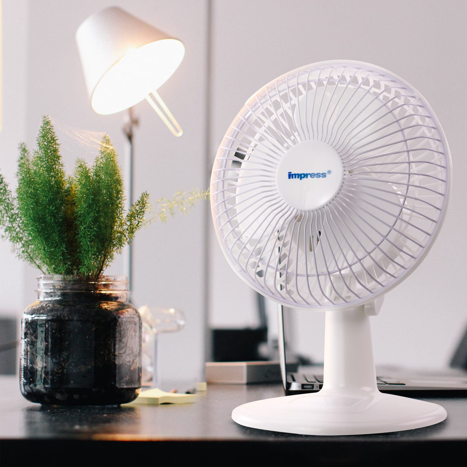Impress 2-In-1 Clip/Desk Fan, 6inH x 12inW x 6inD, White - Image 6