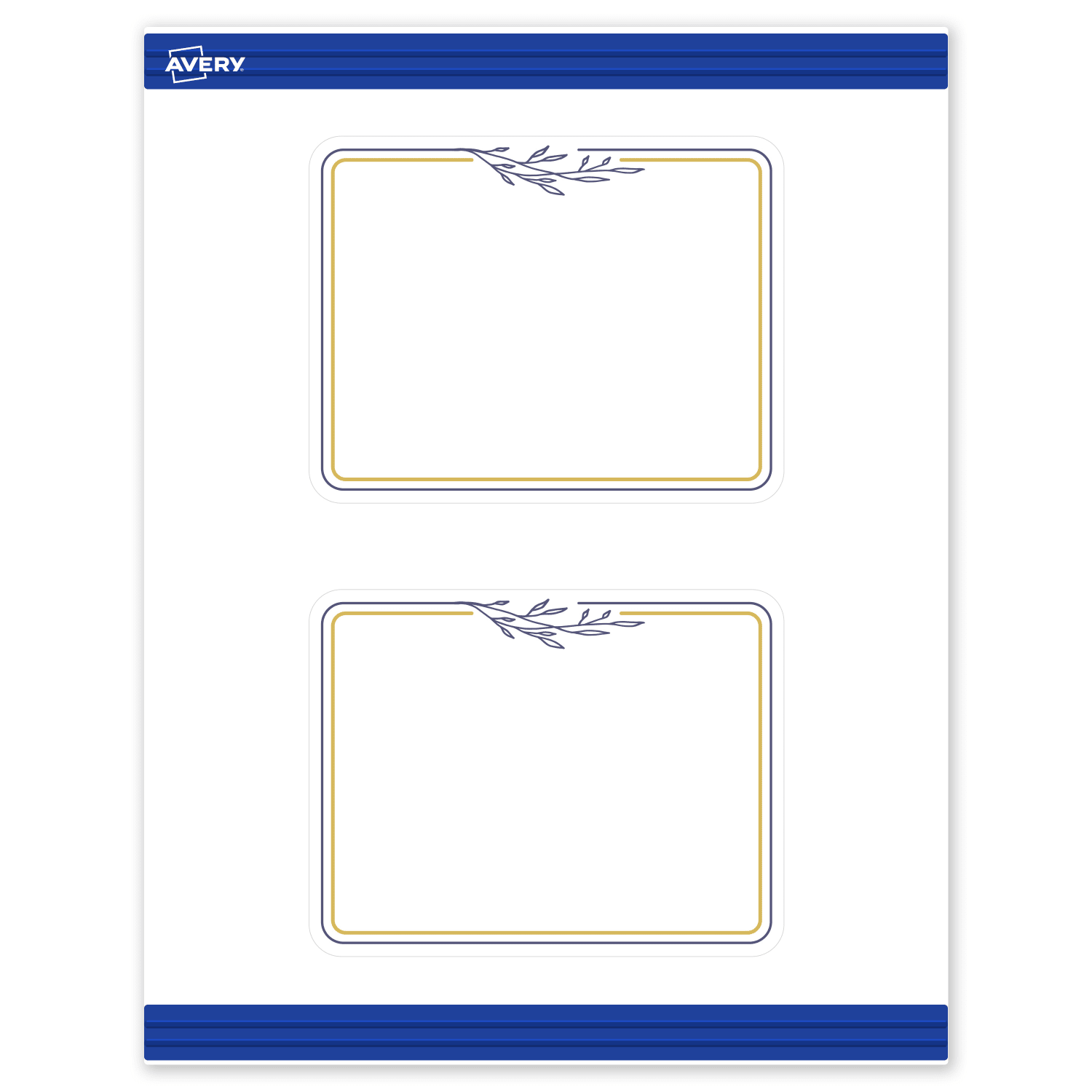 Avery Printable Postcards With Sure Feed Technology, 4.25in x 5-1/2in, Matte White With Floral Gold/Navy Border, Pack Of 20 - Image 3