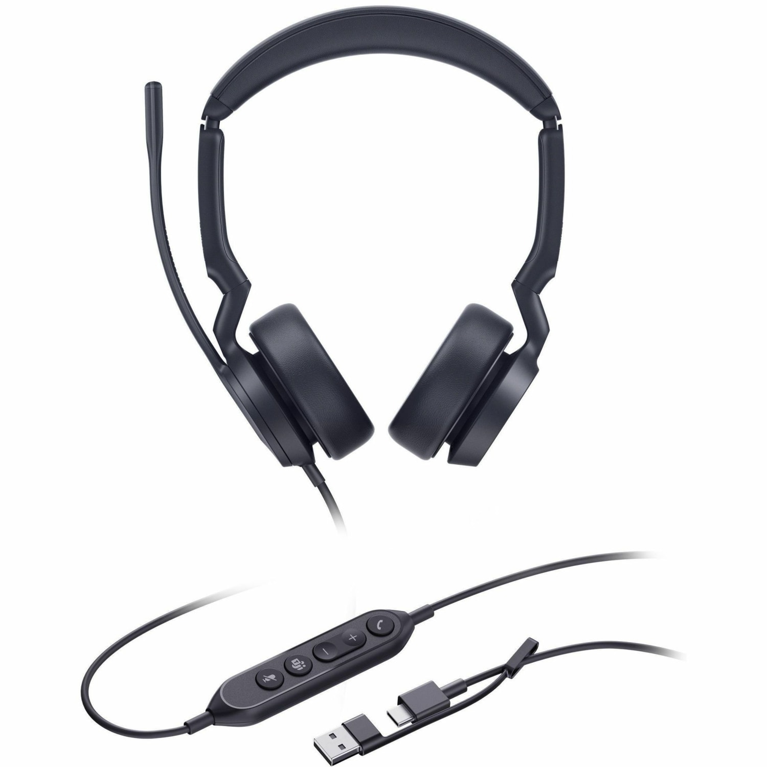 Yealink UH44 Wired Headset, Stereo, 20 Hz to 20 kHz, Over-the-head, On-ear, Binaural, Supra-aural, 1.97ft Cable, Black - Image 3