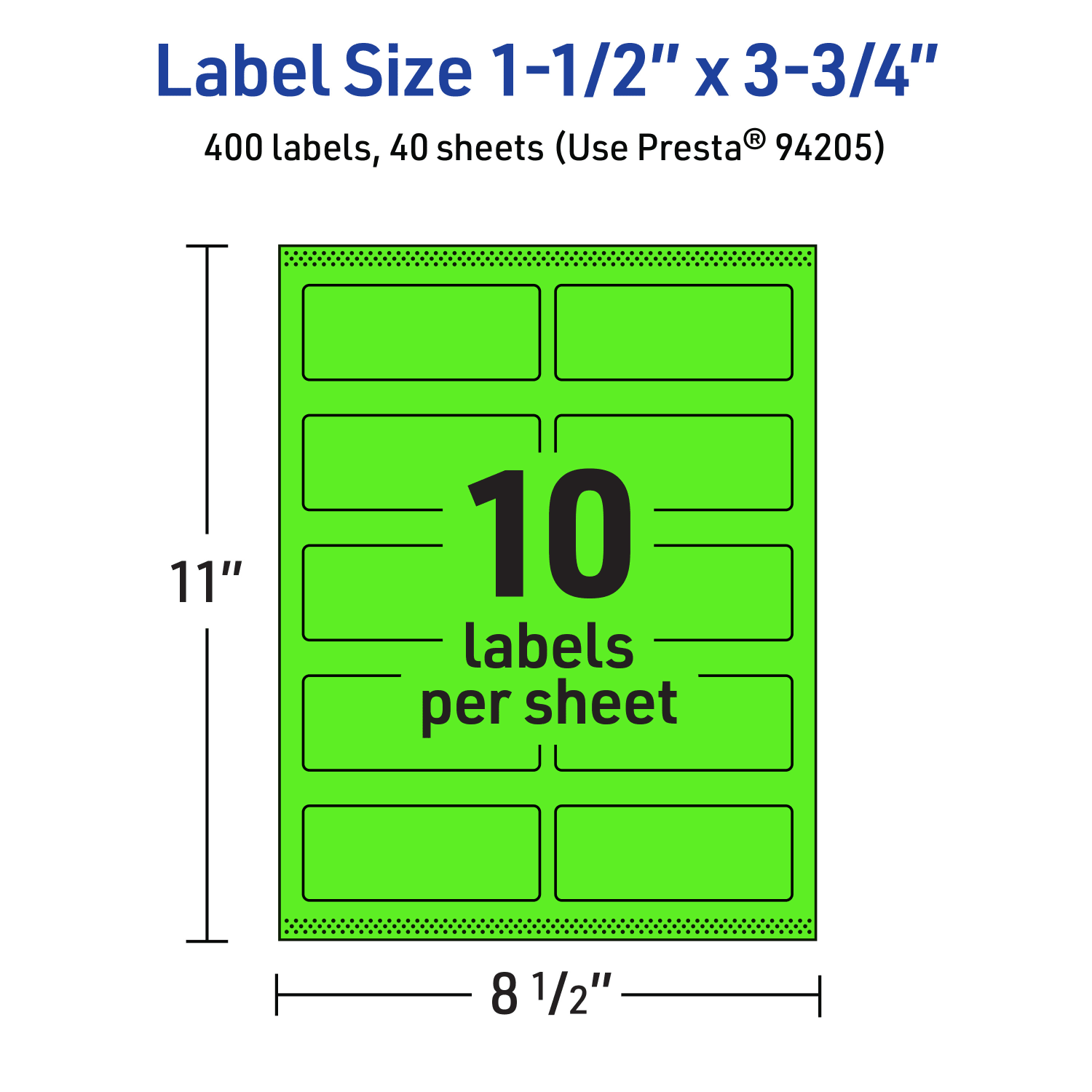 Avery Print-To-The-Edge Labels With Sure Feed Technology And Easy Peel, 94205-NGP40, Rectangle, 1-1/2in x 3-3/4in, Matte Neon Green, Pack of 400 - Image 6