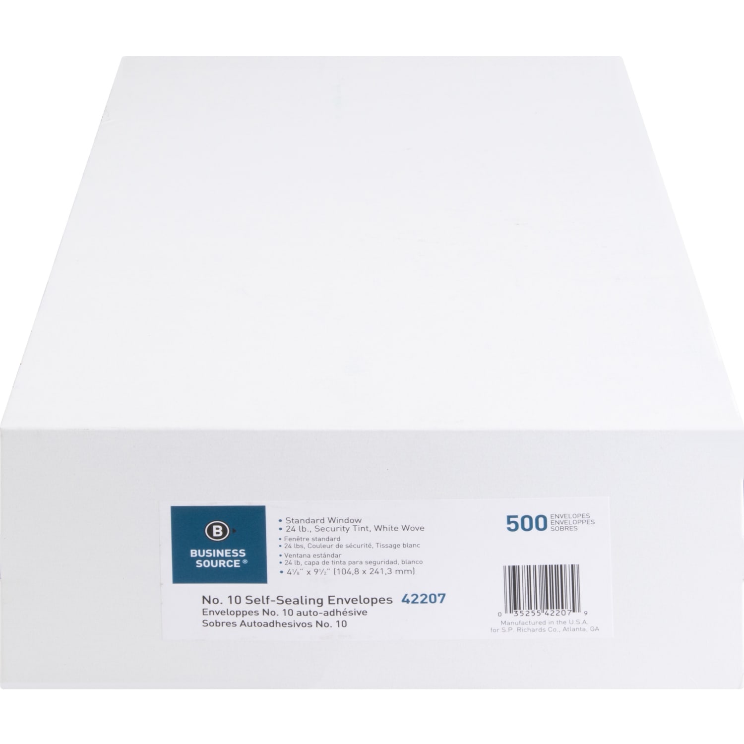 Business Source No.10 Standard Window Invoice Envelopes - Single Window - 9 1/2in Width x 4 1/2in Length - 24 lb - Self-sealing - White - Poly - 500 / Box - Image 3