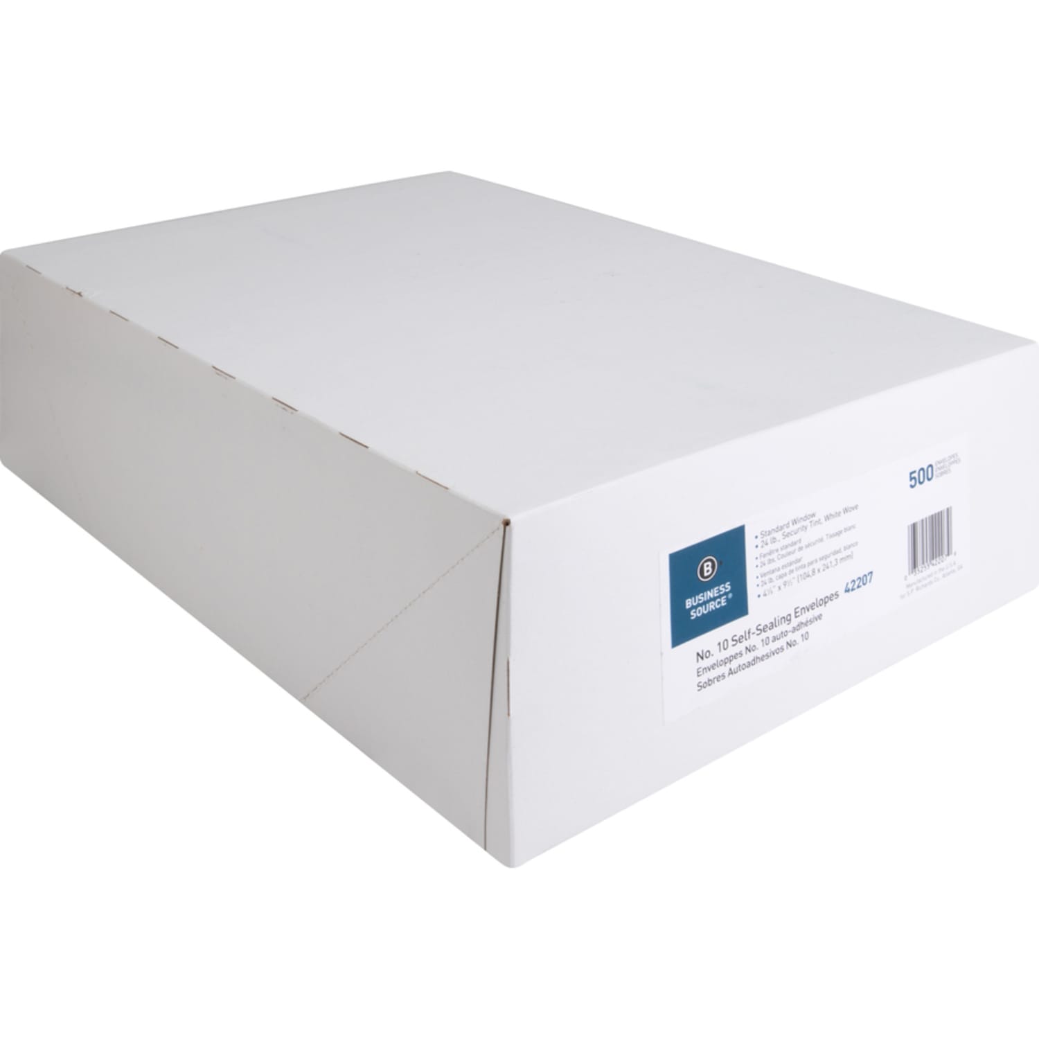 Business Source No.10 Standard Window Invoice Envelopes - Single Window - 9 1/2in Width x 4 1/2in Length - 24 lb - Self-sealing - White - Poly - 500 / Box - Image 5