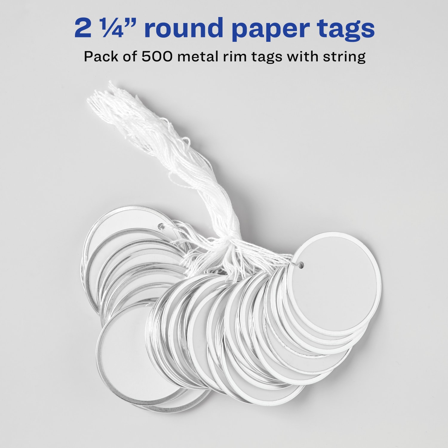 Avery Paper Metal Rim Key Tags, 2-1/4in Diameter, White - Image 3