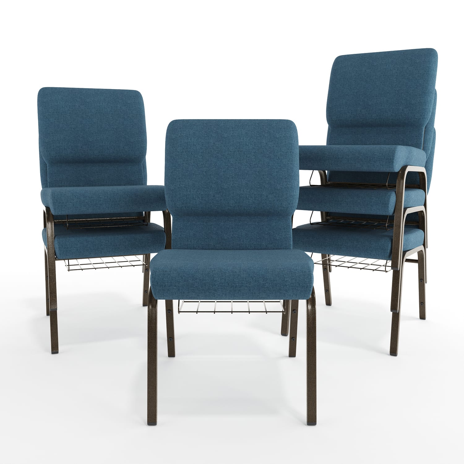 Flash Furniture HERCULES Church Chair With Book Rack BlueGold Vein PopularChairscom