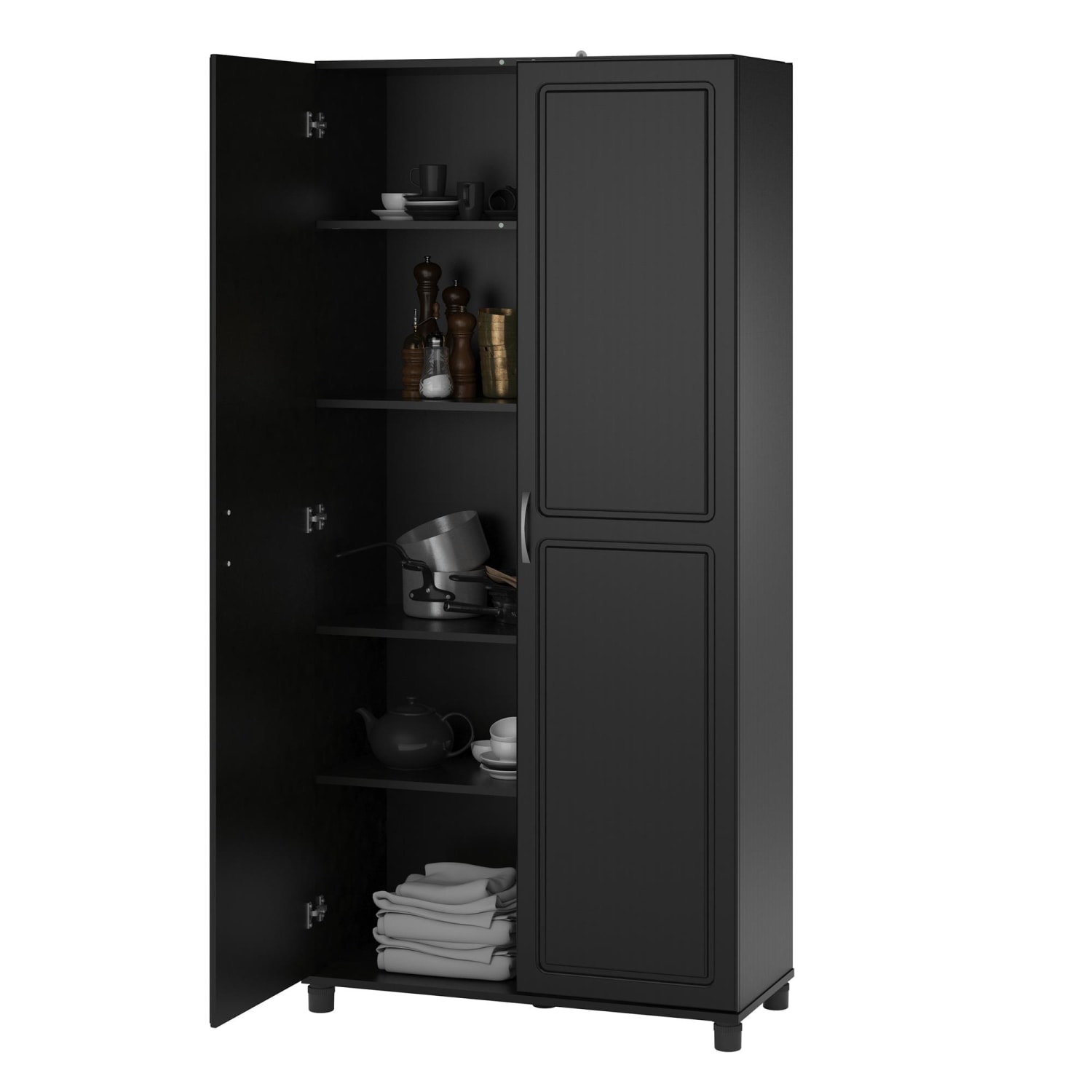 Ameriwood Home Kendall 36in Utility Storage Cabinet, 5 Shelves, Black - Image 4