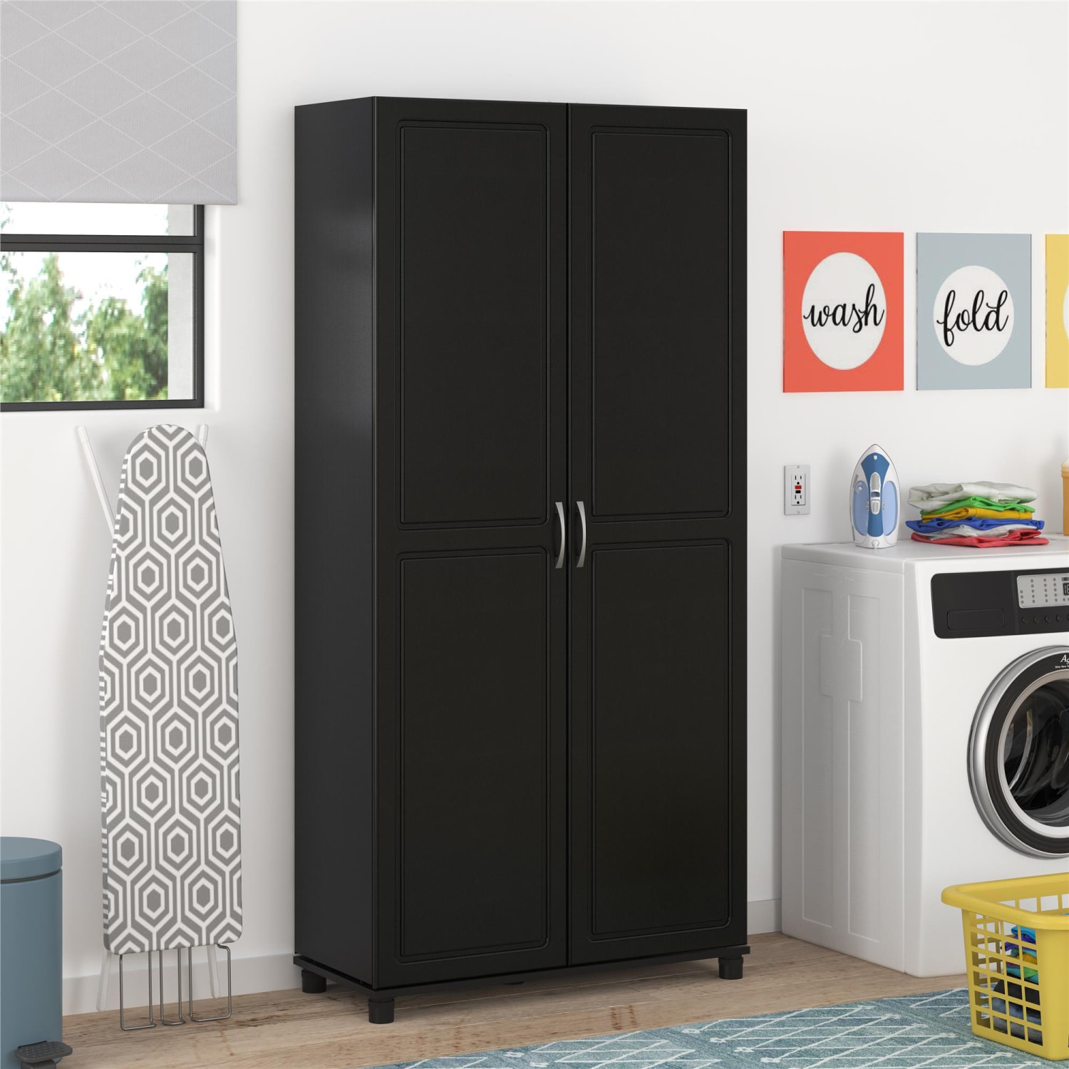 Ameriwood Home Kendall 36in Utility Storage Cabinet, 5 Shelves, Black - Image 5