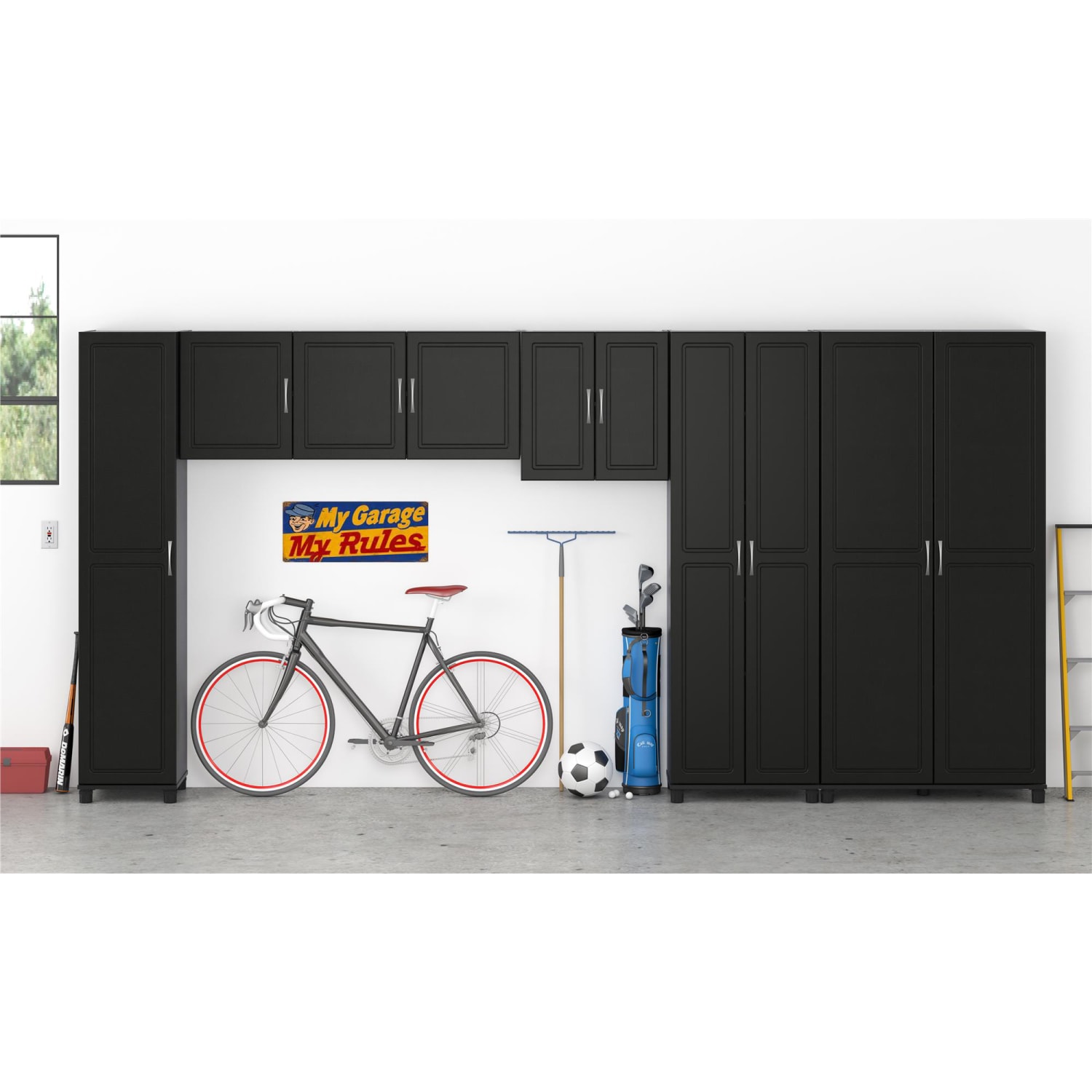 Ameriwood Home Kendall 36in Utility Storage Cabinet, 5 Shelves, Black - Image 6