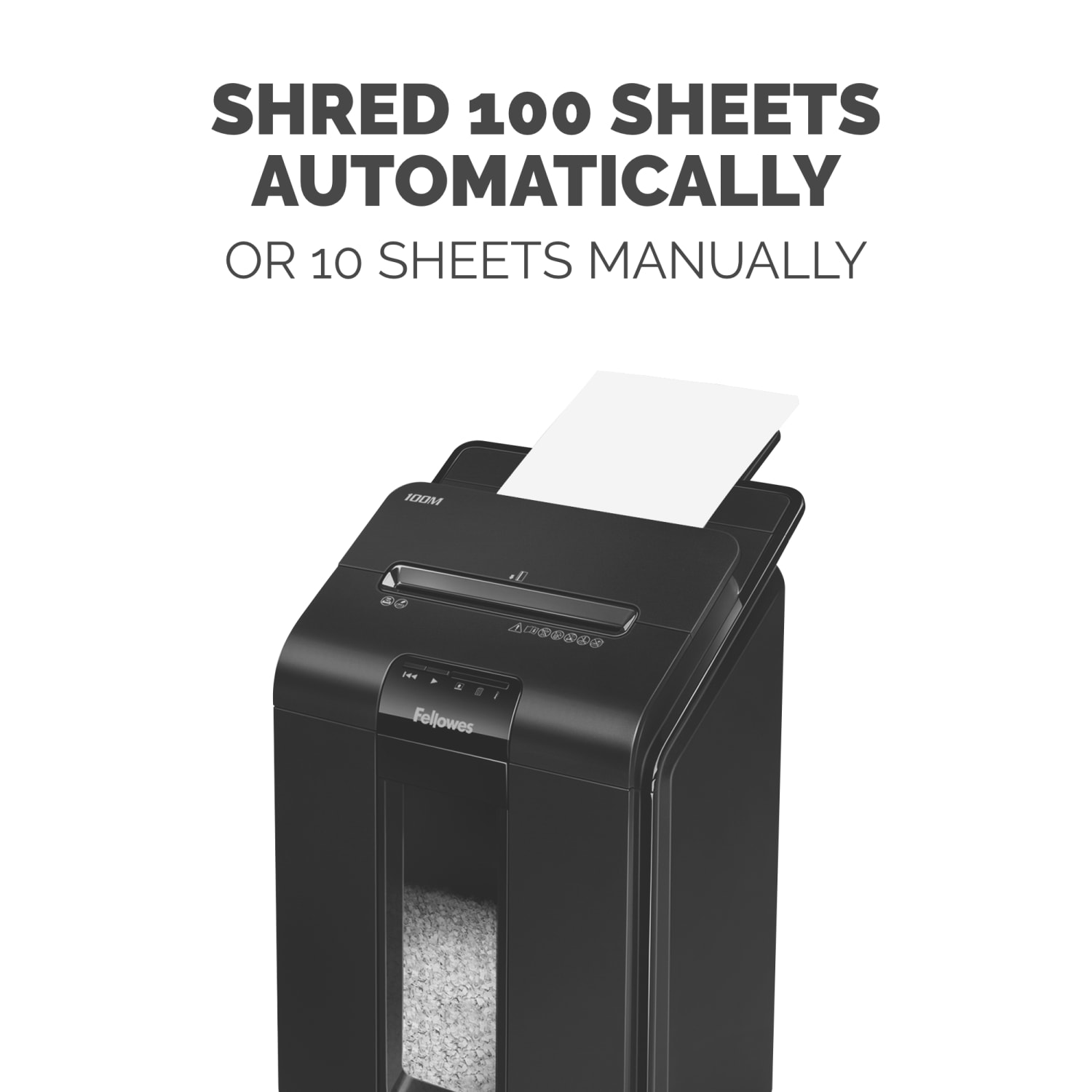 Fellowes AutoMax 100M Auto Feed 100 Sheet Micro-Cut Shredder, Black - Image 3