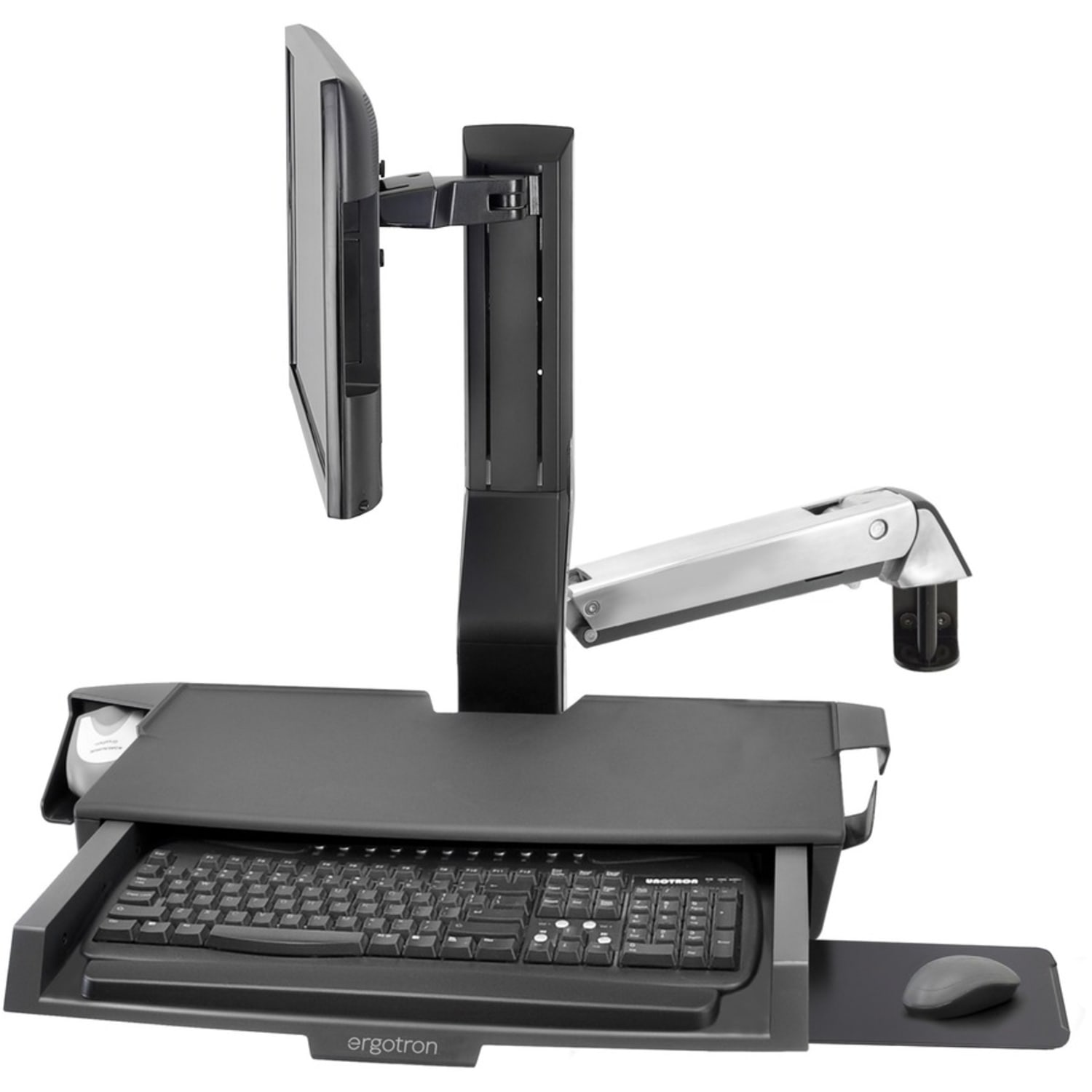 Ergotron StyleView Combo Arm with Worksurface & Pan - polished aluminum - screen size: up to 24in - wall-mountable - Image 4