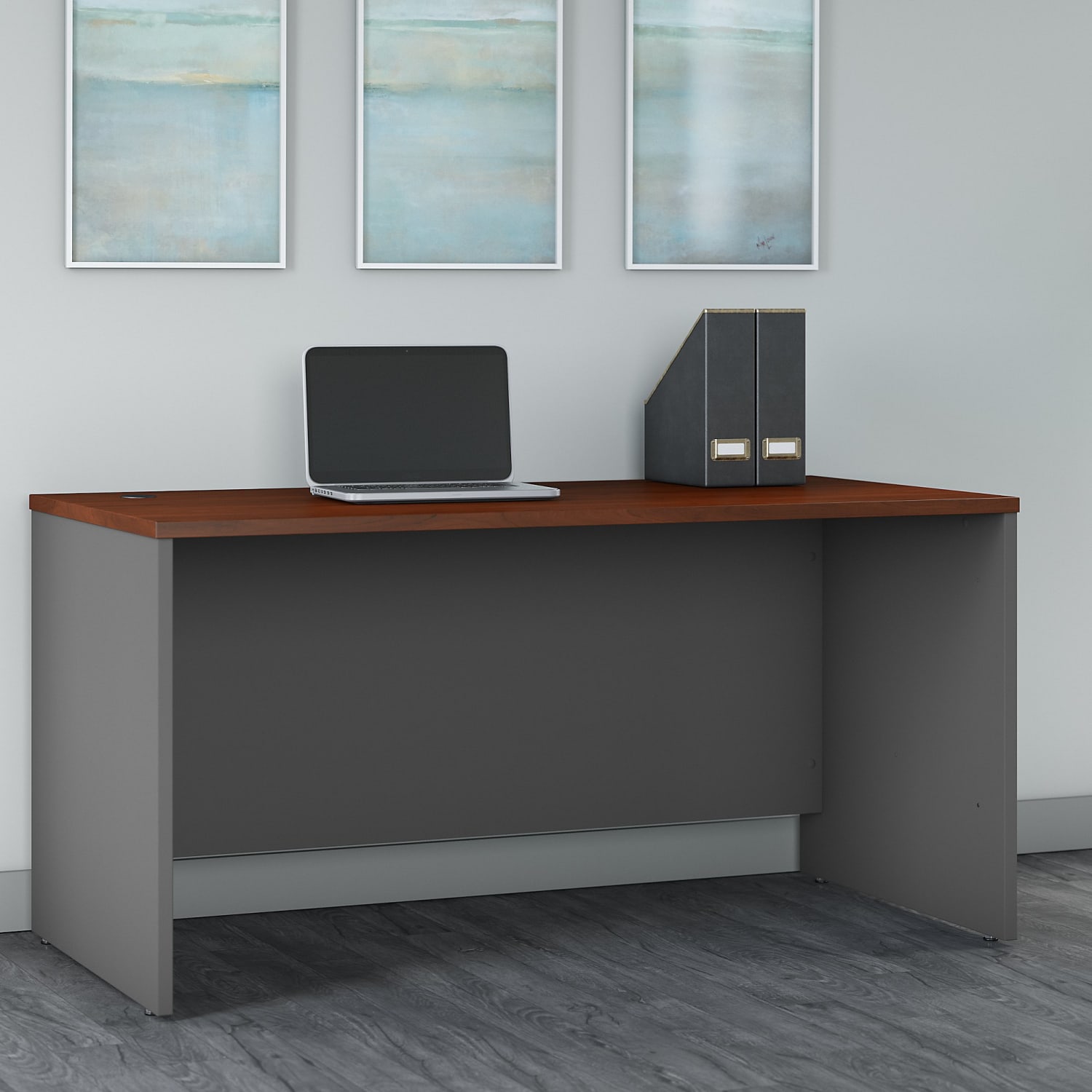Bush Business Furniture Components 60inW Office Computer Desk, Hansen Cherry/Graphite Gray, Standard Delivery - Image 3