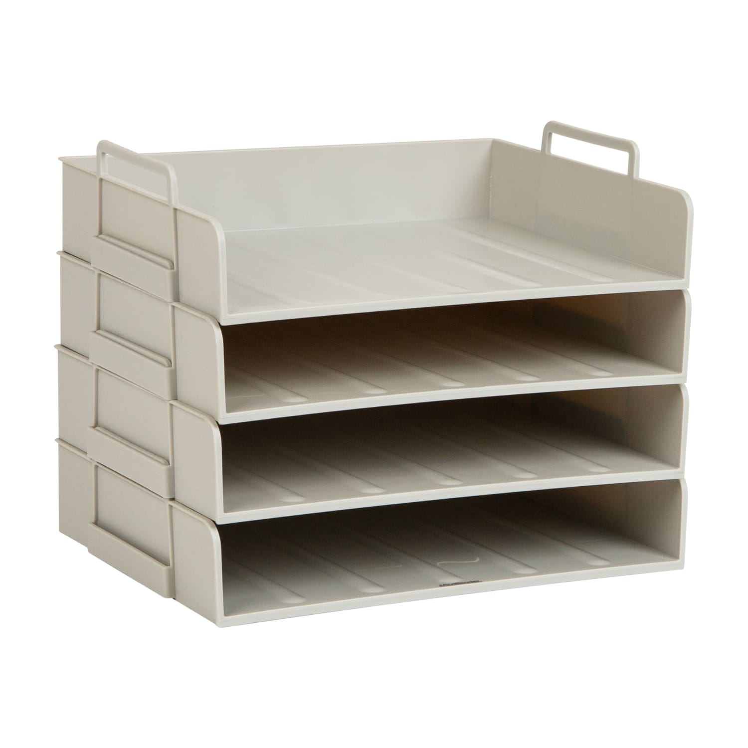 Mind Reader Stackable Paper Trays, 11inH x 10inW x 13-3/4inD, Beige, Set Of 4 Trays - Image 3