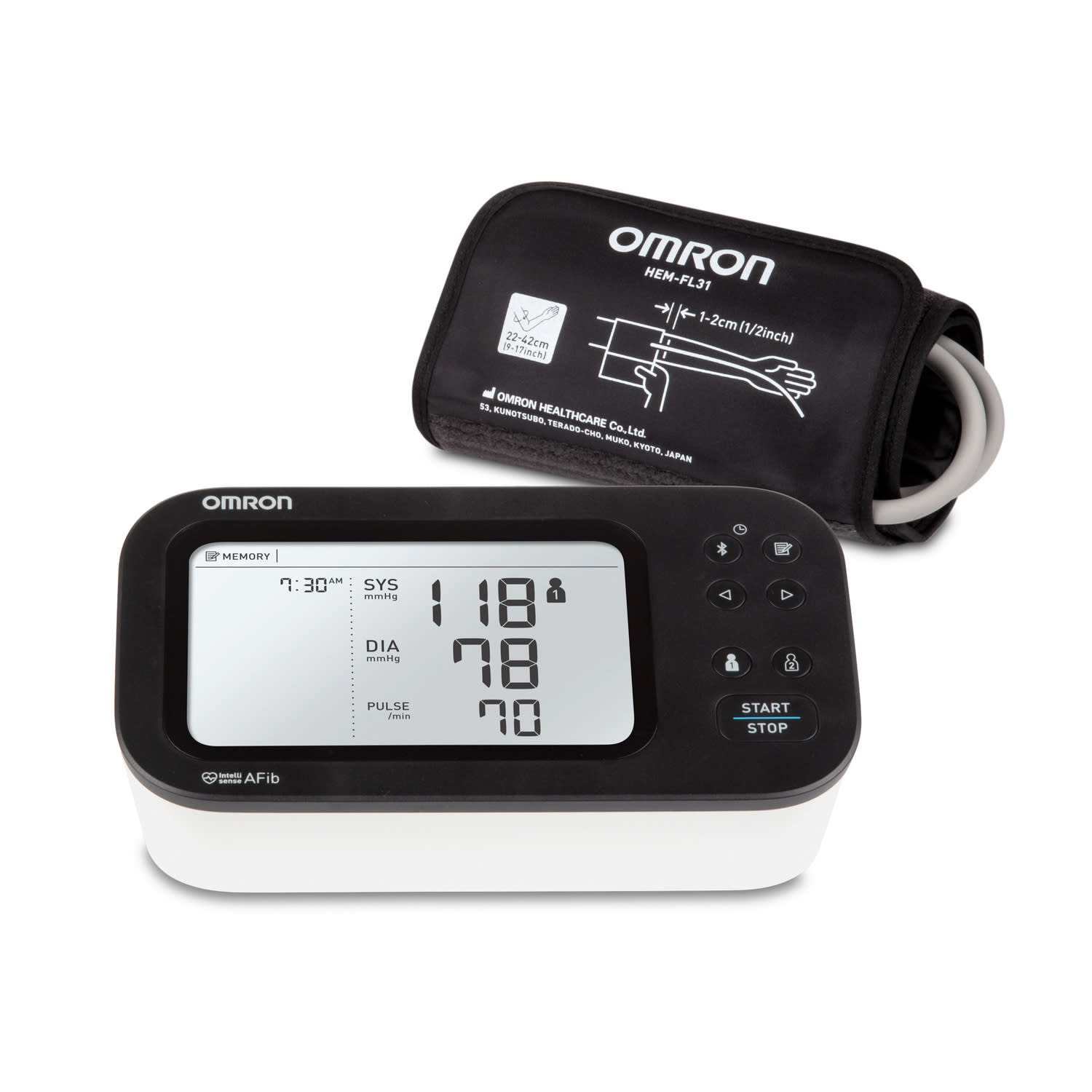 Omron 7 Series Upper Arm Blood Pressure Monitor and Cuff with Bluetooth & Wide-Screen LCD Display, 9-In. to 7-In., BP7360 - Image 4