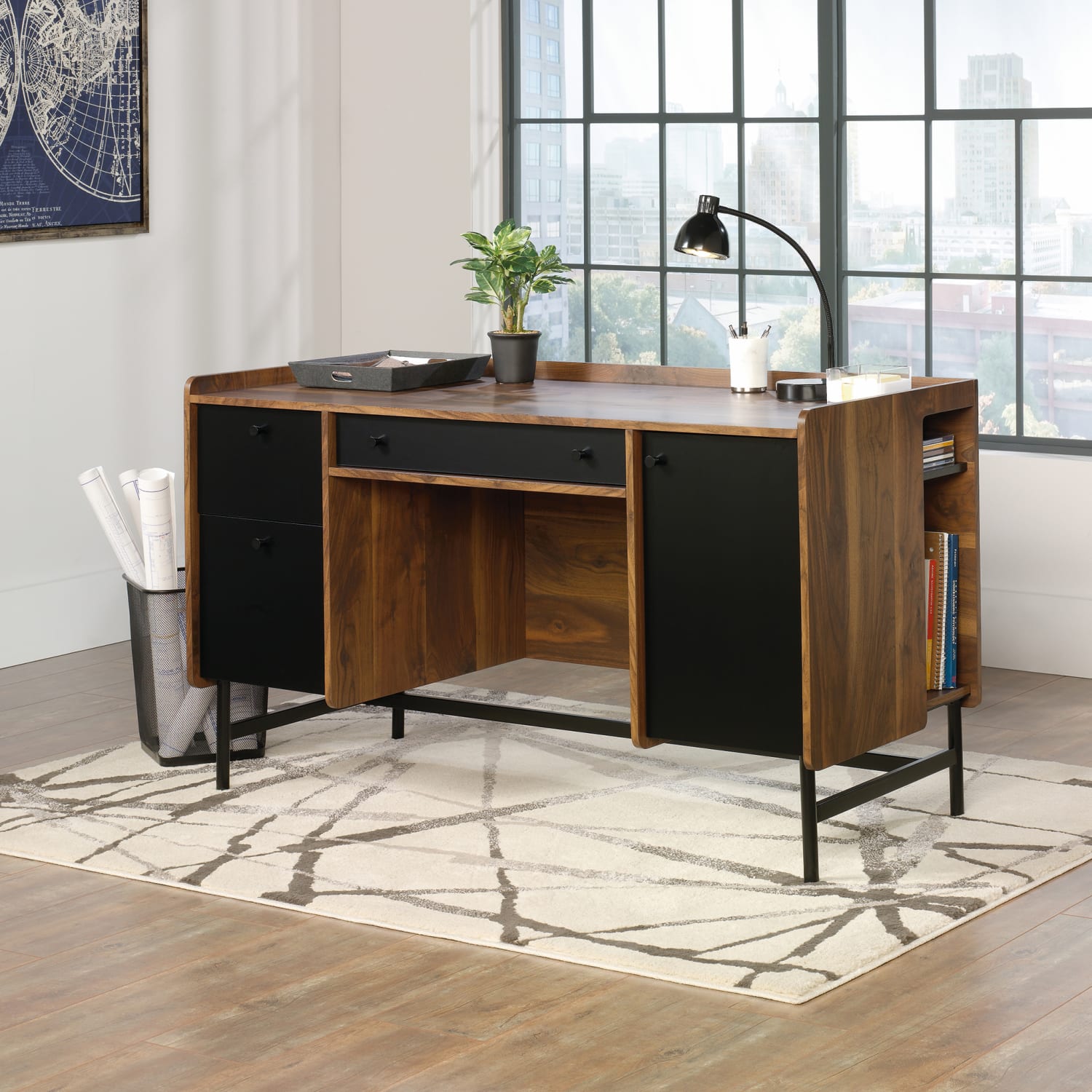 Sauder Harvey Park 55inW Computer Desk, Grand Walnut - Image 3