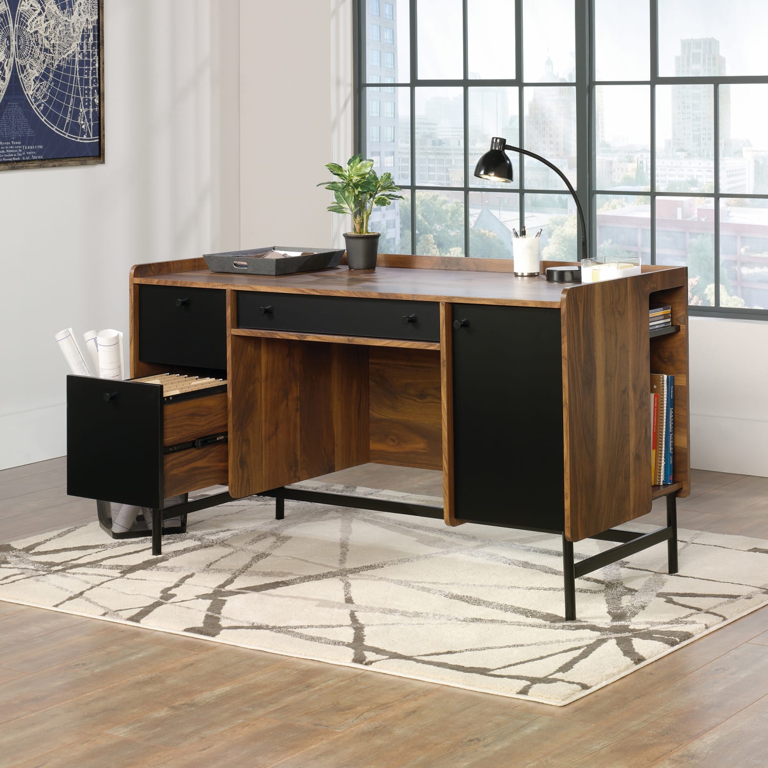 Sauder Harvey Park 55inW Computer Desk, Grand Walnut - Image 4