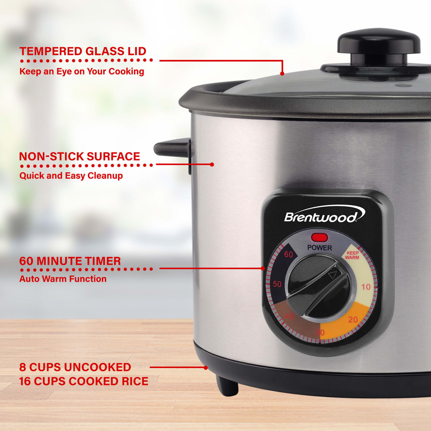 Brentwood 8-Cup Crunchy Persian Rice Cooker - Image 5