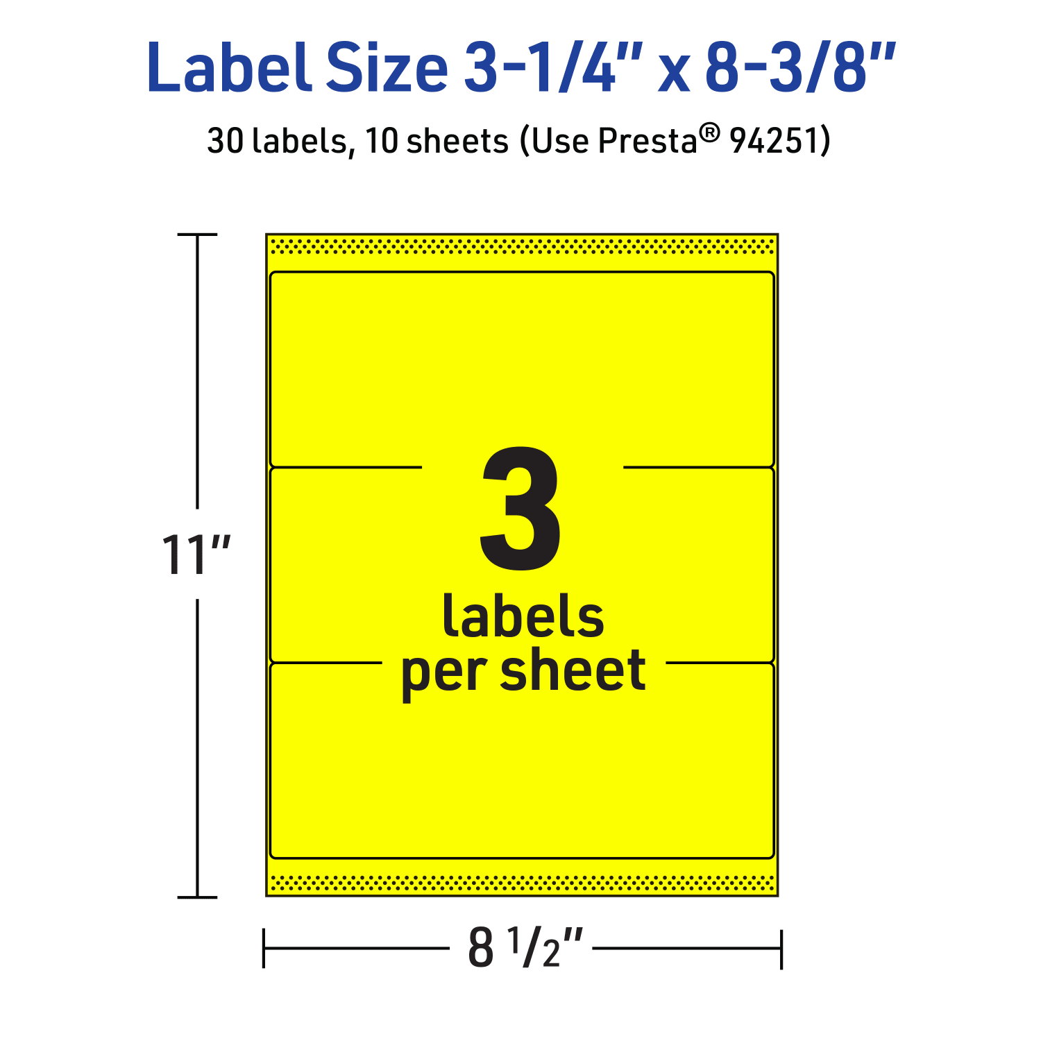 Avery Printable Labels With Sure Feed Technology, 94251-NYP10, Rectangle, 3-1/4in x 8-3/8in, Matte Neon Yellow, Pack of 30 - Image 6