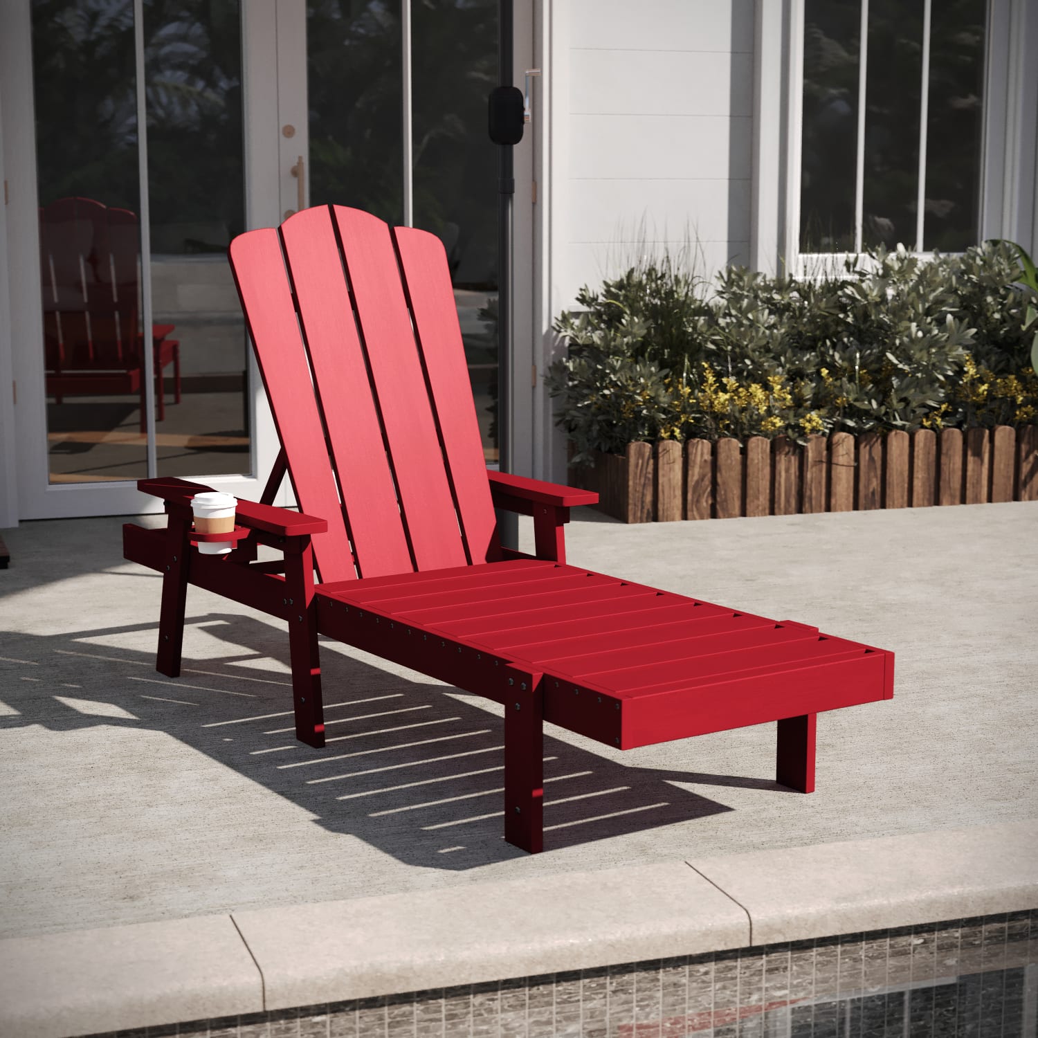 Flash Furniture Sonora Set of 2 Commercial Grade Adjustable Adirondack Lounge Chair, All-Weather Indoor/Outdoor Recycled HDPE, Red - 2LEHMP07001RED - Image 6