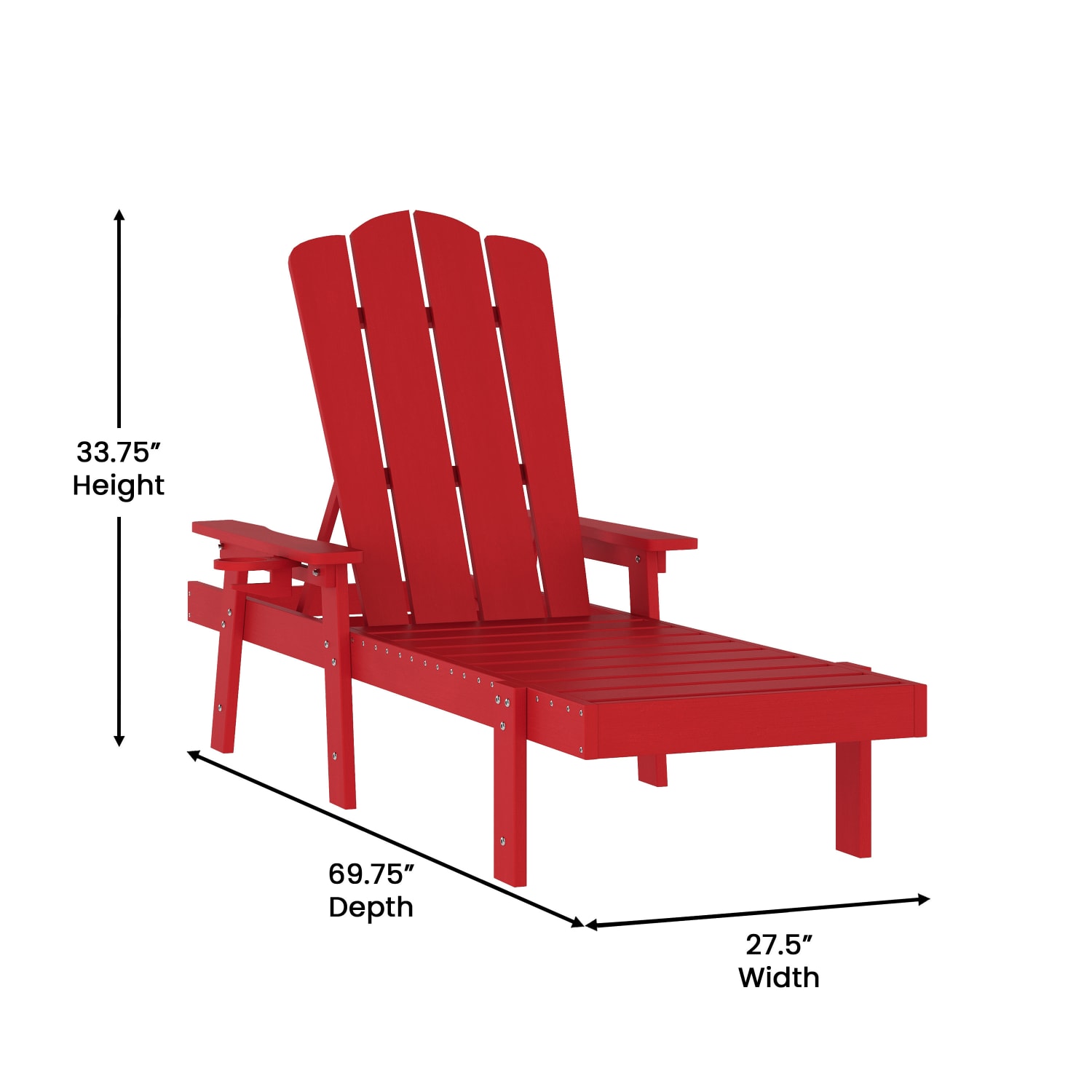 Flash Furniture Sonora Set of 2 Commercial Grade Adjustable Adirondack Lounge Chair All Weather IndoorOutdoor Recycled HDPE Red  2LEHMP07001RED PopularChairscom