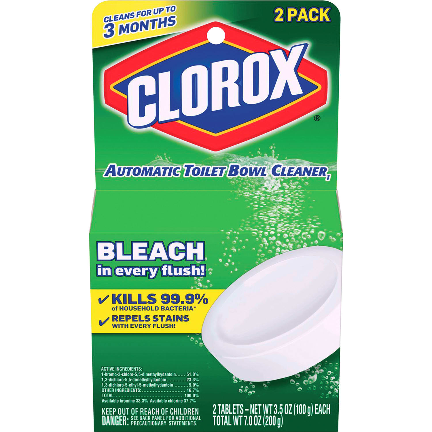 Clorox Ultra Clean Toilet Tablets Bleach - 3.50 oz (0.22 lb) - Deodorize - White - 2/Pack - 6 / Carton