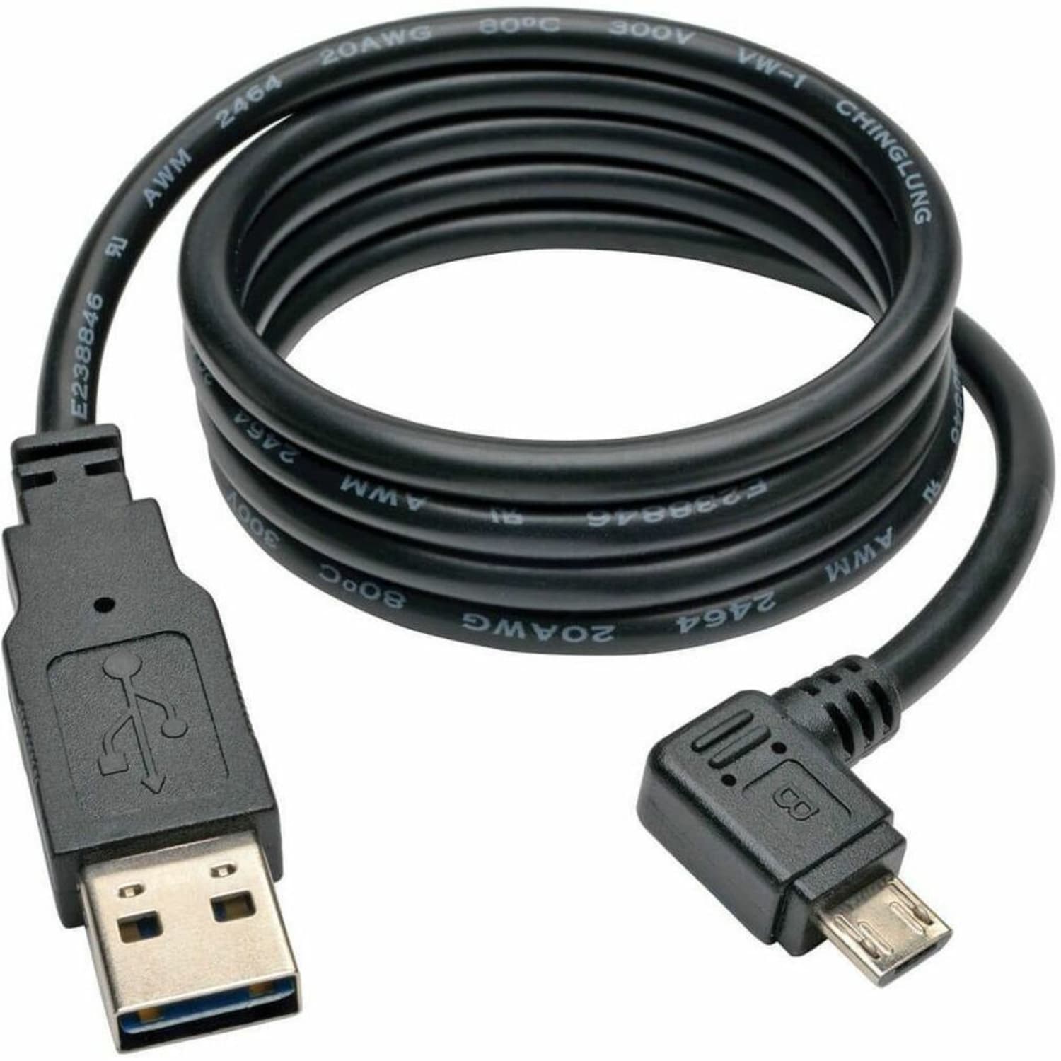 Tripp Lite Dedicated Reversible USB Charging Cable (Reversible A to Right-Angle 5-Pin Micro B) Black 3 ft. (0.91 m) -  - UR05C003RB - Image 3