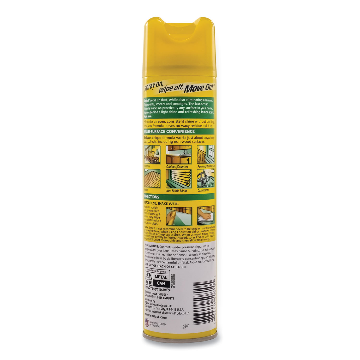 Diversey Endust Multi-Surface Dusting and Cleaning Spray, Lemon Zest, 12.5 oz Aerosol Spray, 6/Carton - Image 4