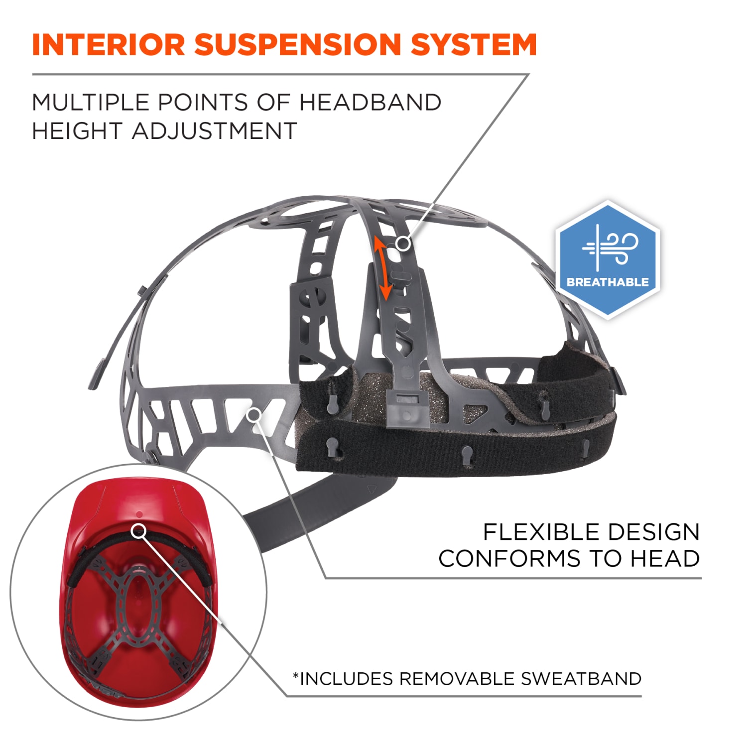 Ergondyne Skullerz 8952 Hard Shell Bump Cap, Red - Image 5