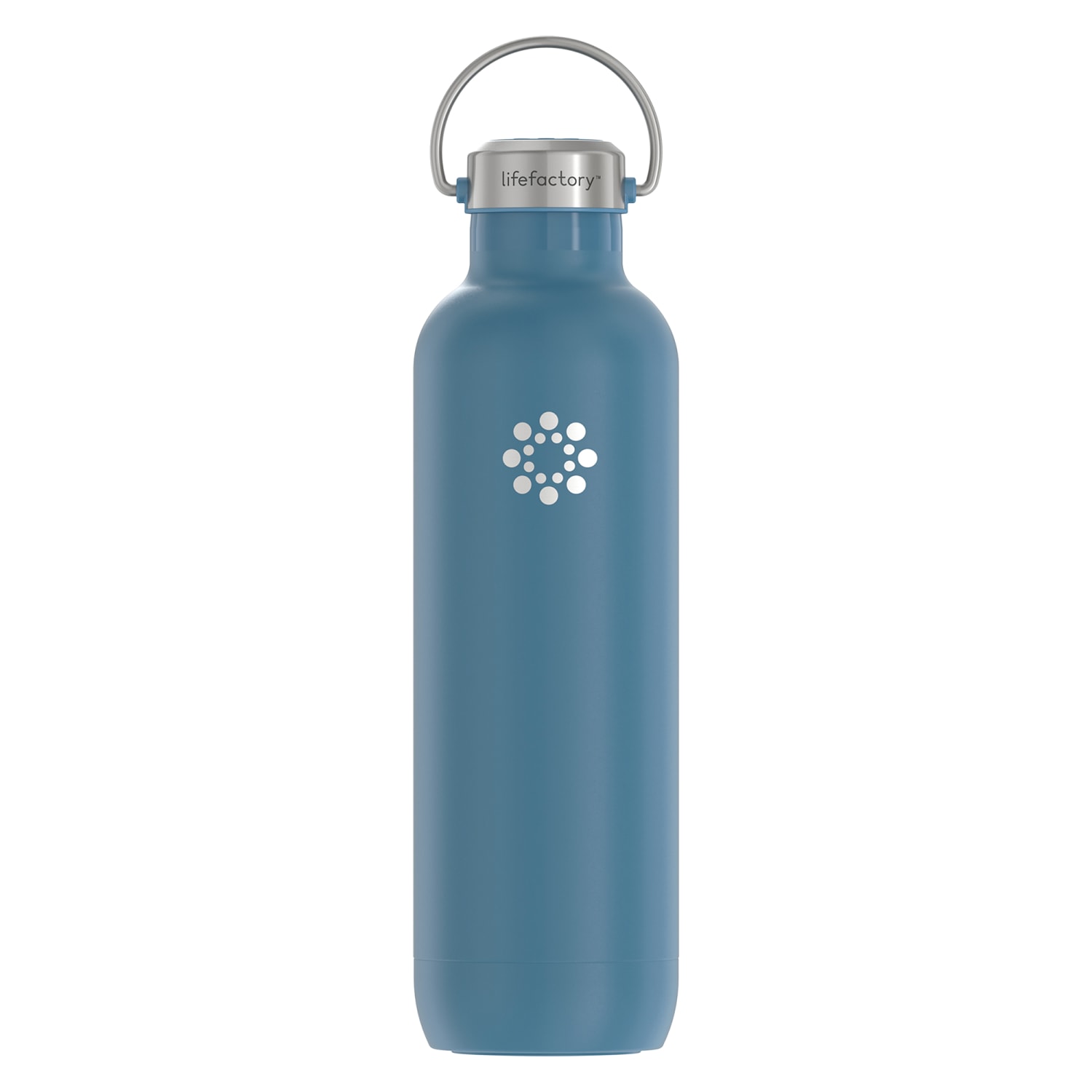 LifeFactory Stainless Steel Vacuum-Insulated Sport Bottle, 32 Oz, Dark Denim