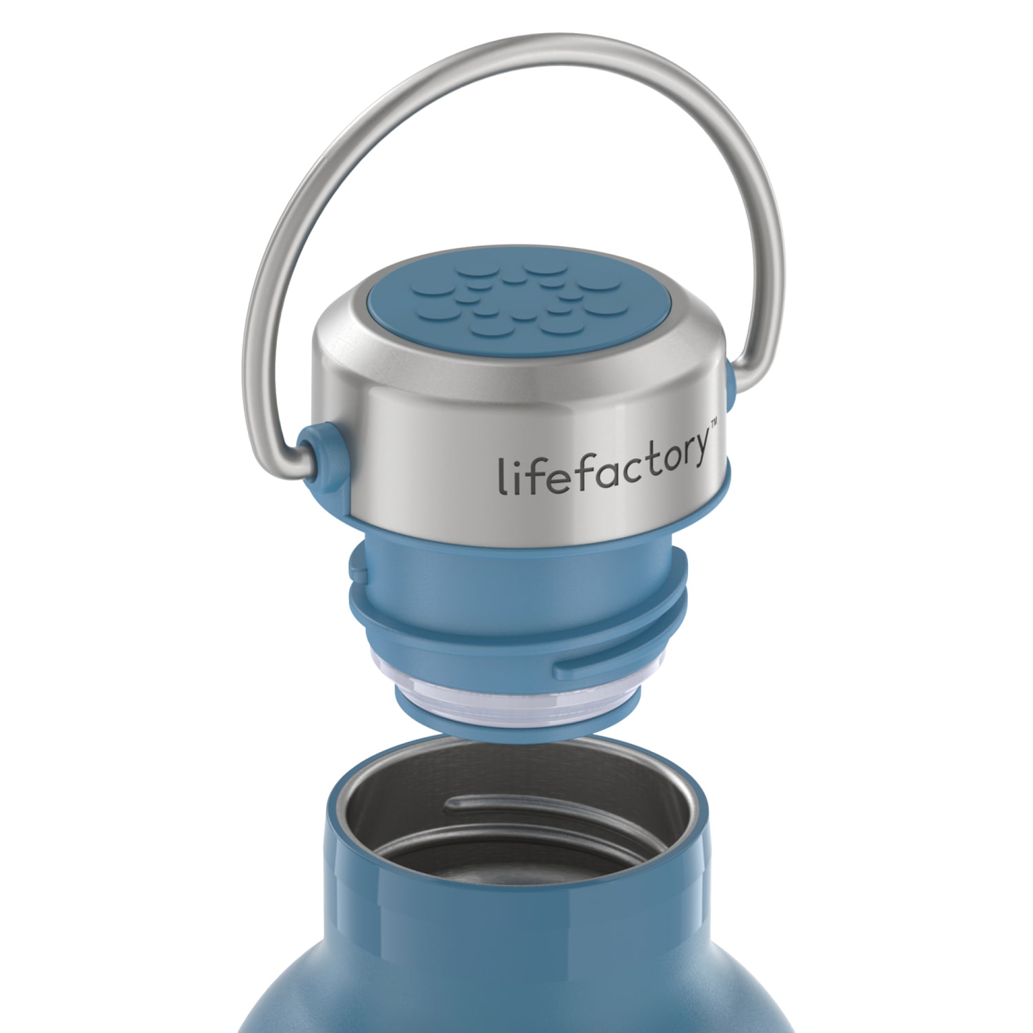 LifeFactory Stainless Steel Vacuum-Insulated Sport Bottle, 32 Oz, Dark Denim - Image 5