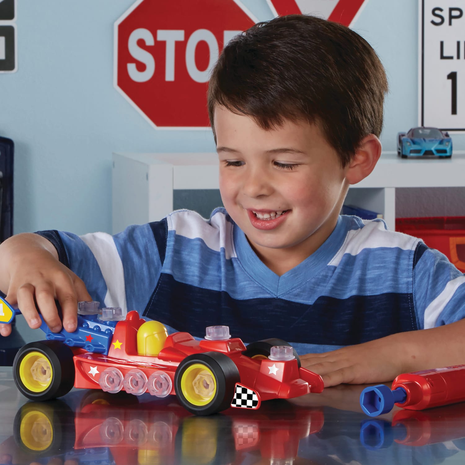 Educational Insights Design & Drill Power Play Vehicles Race Car Set, Multicolor, Pre-K To Grade 1 - Image 5