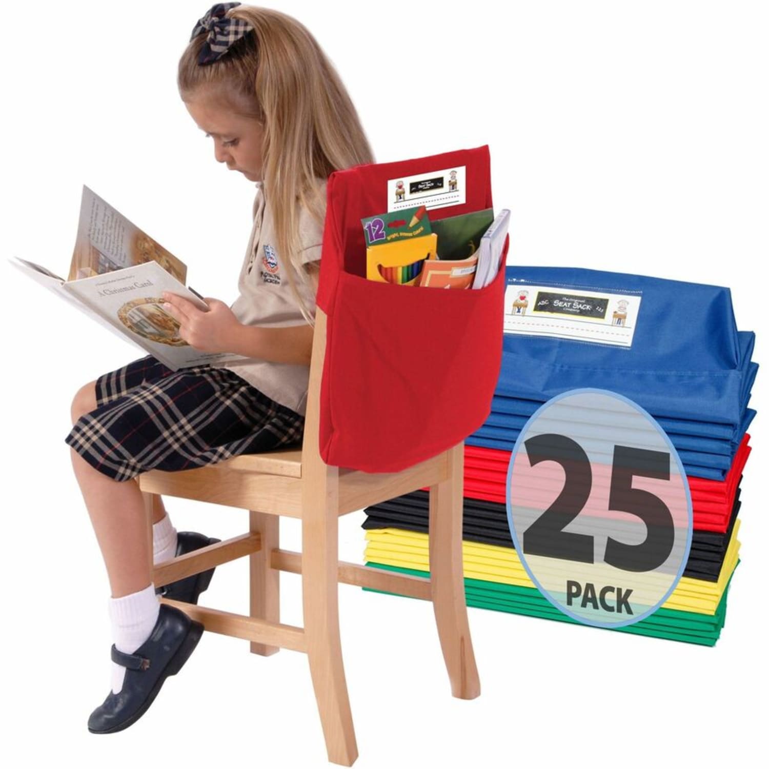 Victor Seat Sack Chair Cover Classroom Pack 12in x 12in Assorted Colors Pack Of 25 Covers PopularChairscom