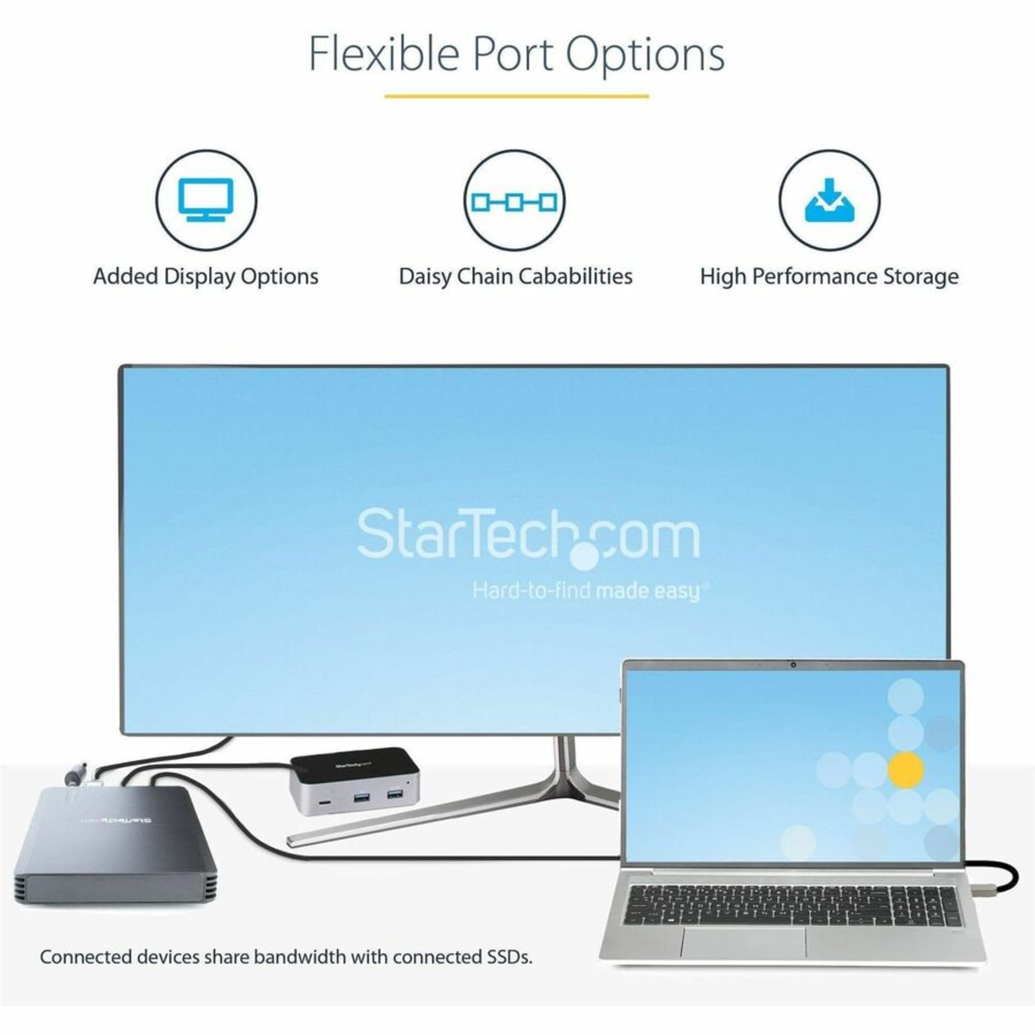 StarTech.com 4 Bay Thunderbolt 3 NVMe Enclosure, For M.2 NVMe SSD Drives, 1x DisplayPort Video and 2x TB3 Downstream Ports, 40Gbp - Image 5