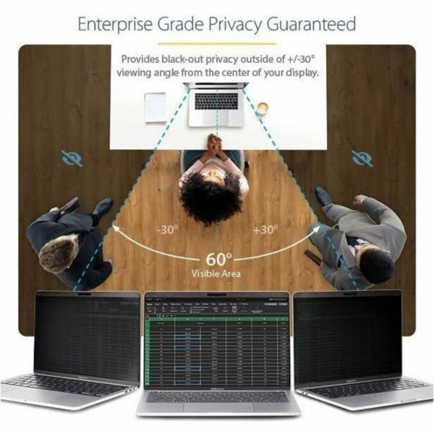 StarTech.com 13in Laptop Privacy Screen - Magnetic - Anti Blue Light - 30+/- Degree Viewing Angle - MacBook Privacy Filter (PRIVSCNMAC13) - Image 3