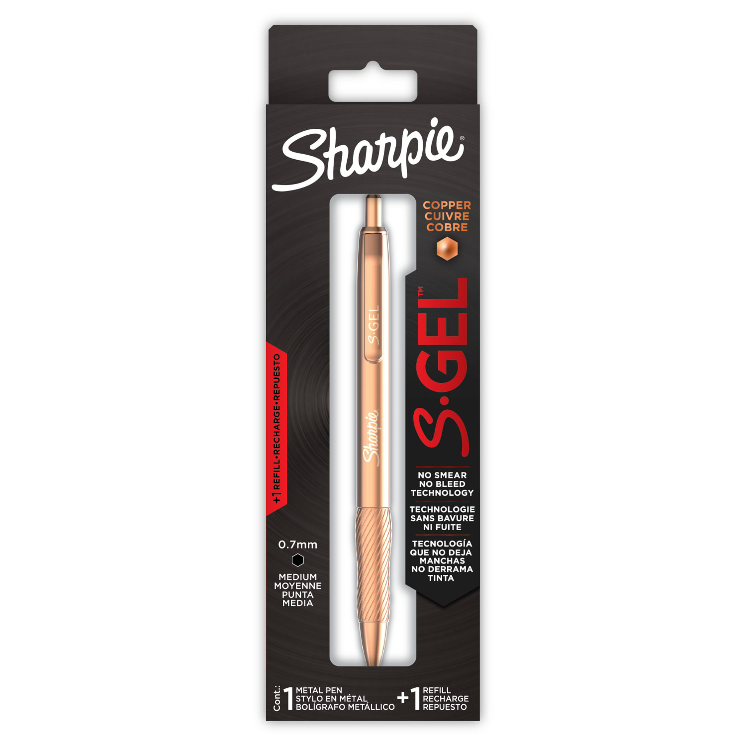 Sharpie S-Gel, Gel Pen, Copper Metal Body, Medium Point (0.7mm), Black Ink, Includes 1 Pen and 1 Additional Ink Refill - Image 3