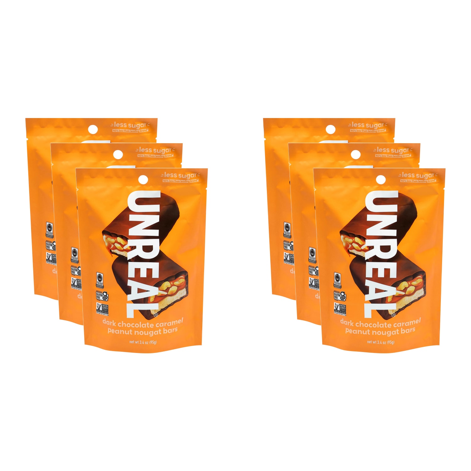 Unreal Dark Chocolate Caramel Peanut Nougat Bars, 3.4 Oz, Total Qty 6 - Image 6