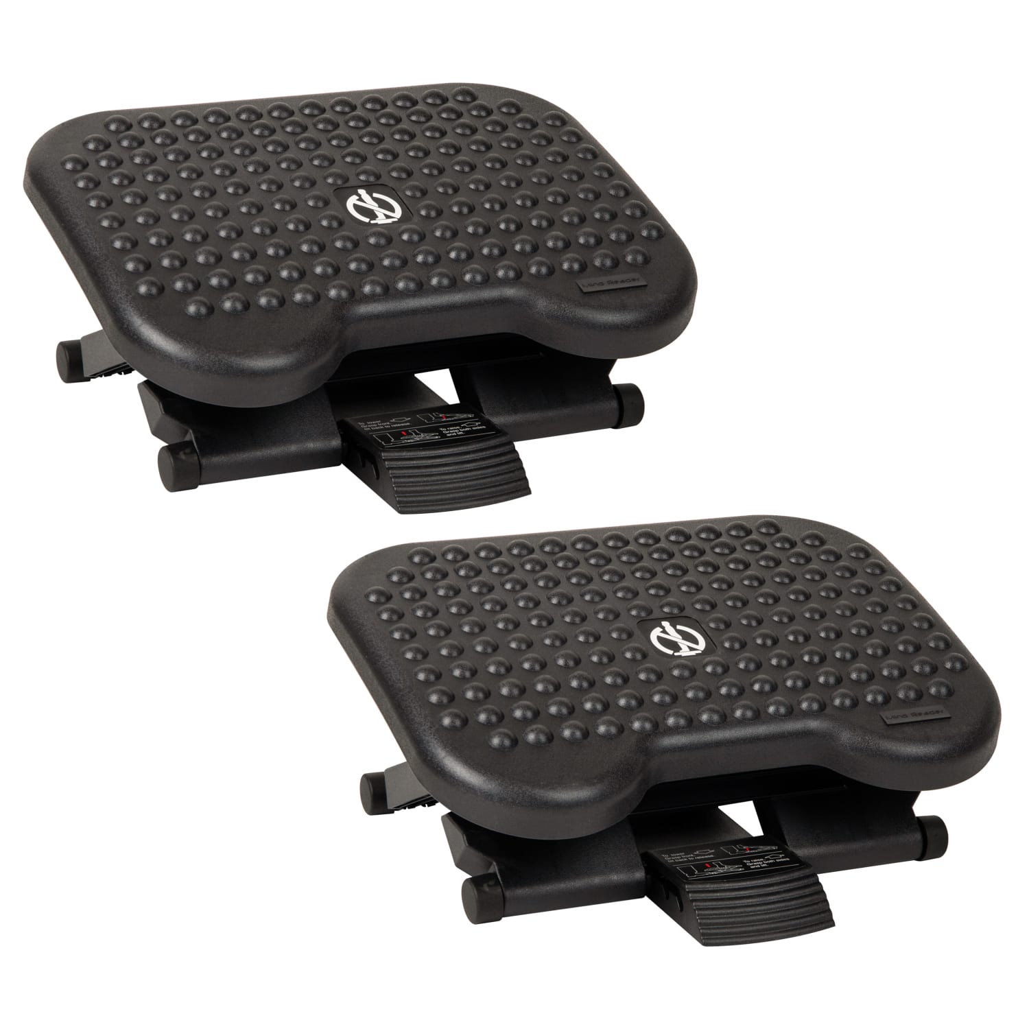 Mind Reader Adjustable Ergonomic Under Desk Foot Rest, Plastic, 6-1/4inH x 13inW x 17inD, Black, Set of 2 Footrests