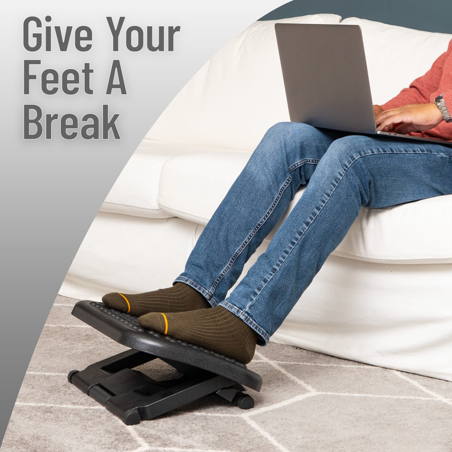 Mind Reader Adjustable Ergonomic Under Desk Foot Rest, Plastic, 6-1/4inH x 13inW x 17inD, Black, Set of 2 Footrests - Image 8