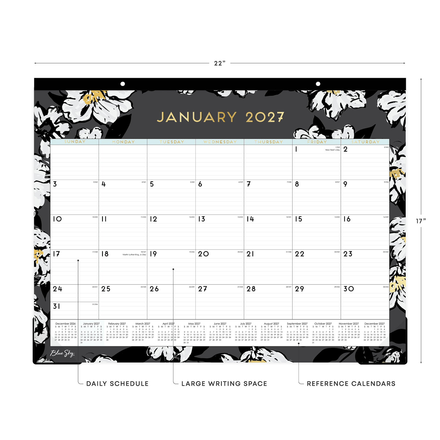 2027 Blue Sky Baccara Dark Monthly Desk Pad Planning Calendar, 22x17, 0%, Baccara Dark, Jan-Dec, RY27 - Image 4